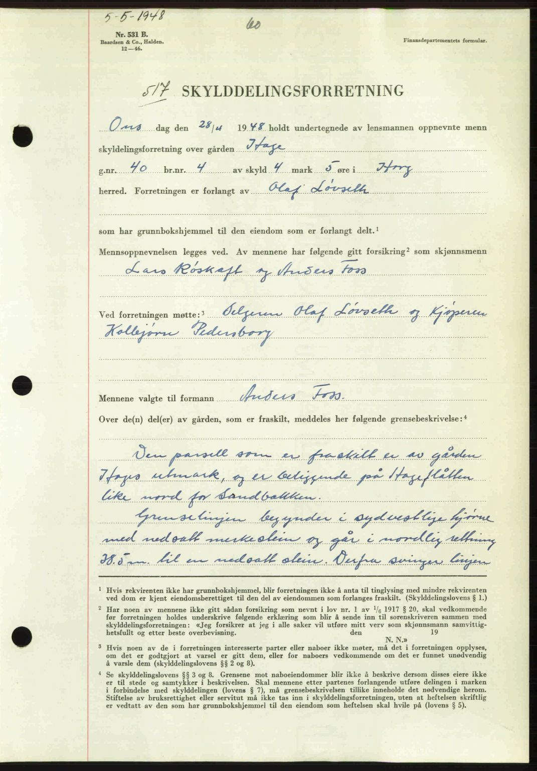 Gauldal sorenskriveri, SAT/A-0014/1/2/2C: Pantebok nr. A5, 1947-1948, Dagboknr: 517/1948