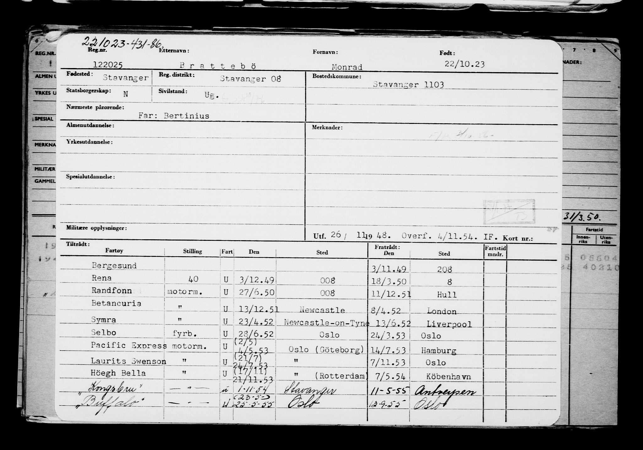 Direktoratet for sjømenn, AV/RA-S-3545/G/Gb/L0224: Hovedkort, 1923, s. 173