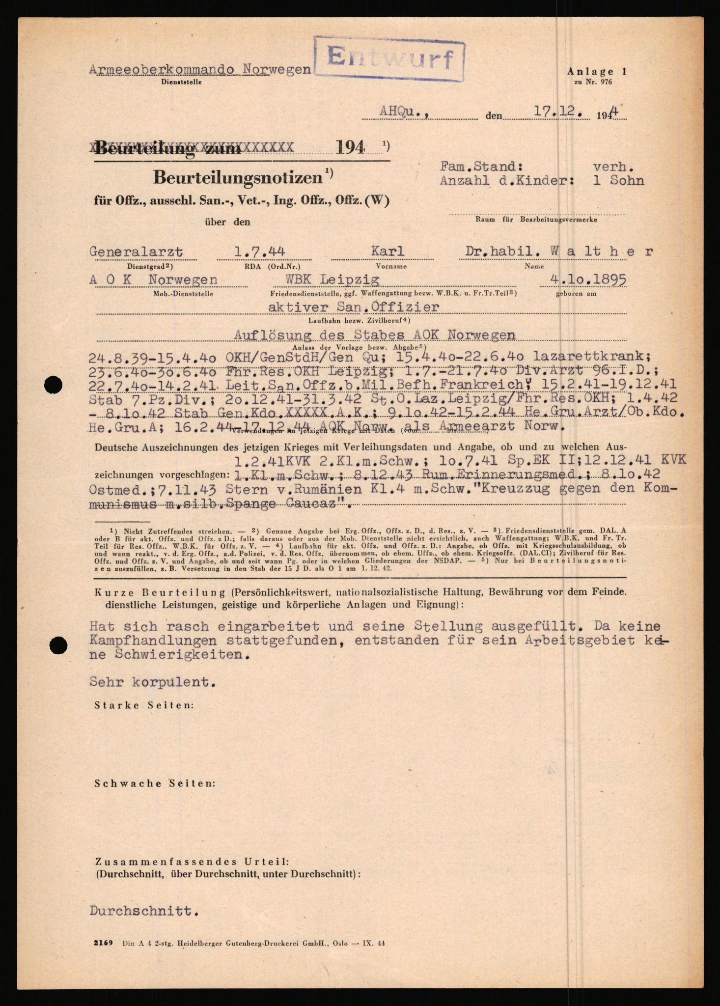 Forsvarets Overkommando. 2 kontor. Arkiv 11.4. Spredte tyske arkivsaker, AV/RA-RAFA-7031/D/Dar/Dara/L0019: Personalbøker og diverse, 1940-1945, s. 614