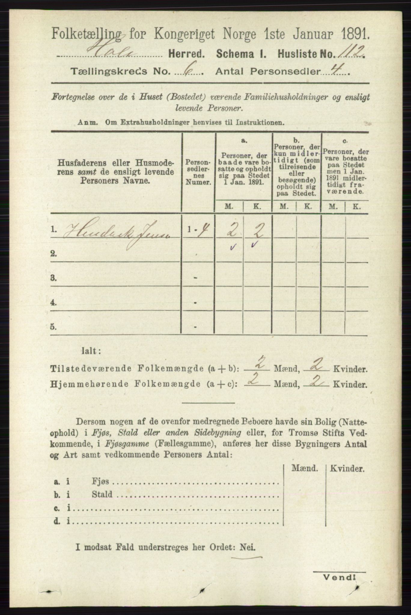 RA, Folketelling 1891 for 0612 Hole herred, 1891, s. 3088