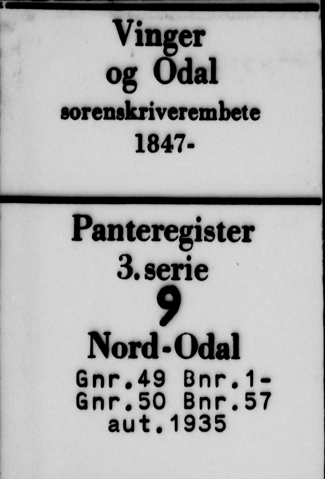 Vinger og Odal sorenskriveri, SAH/TING-022/H/Ha/Hac/Hacb/L0009: Panteregister nr. 3.9, 1935