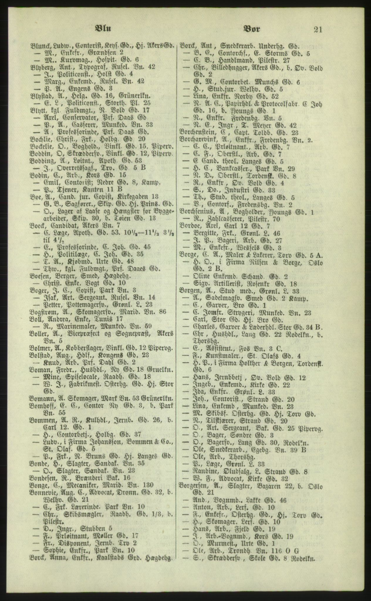 Kristiania/Oslo adressebok, PUBL/-, 1879, s. 21