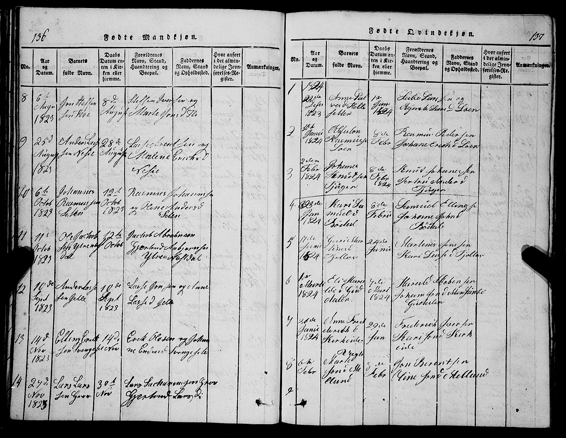 Stryn Sokneprestembete, AV/SAB-A-82501: Klokkerbok nr. C 1, 1801-1845, s. 136-137