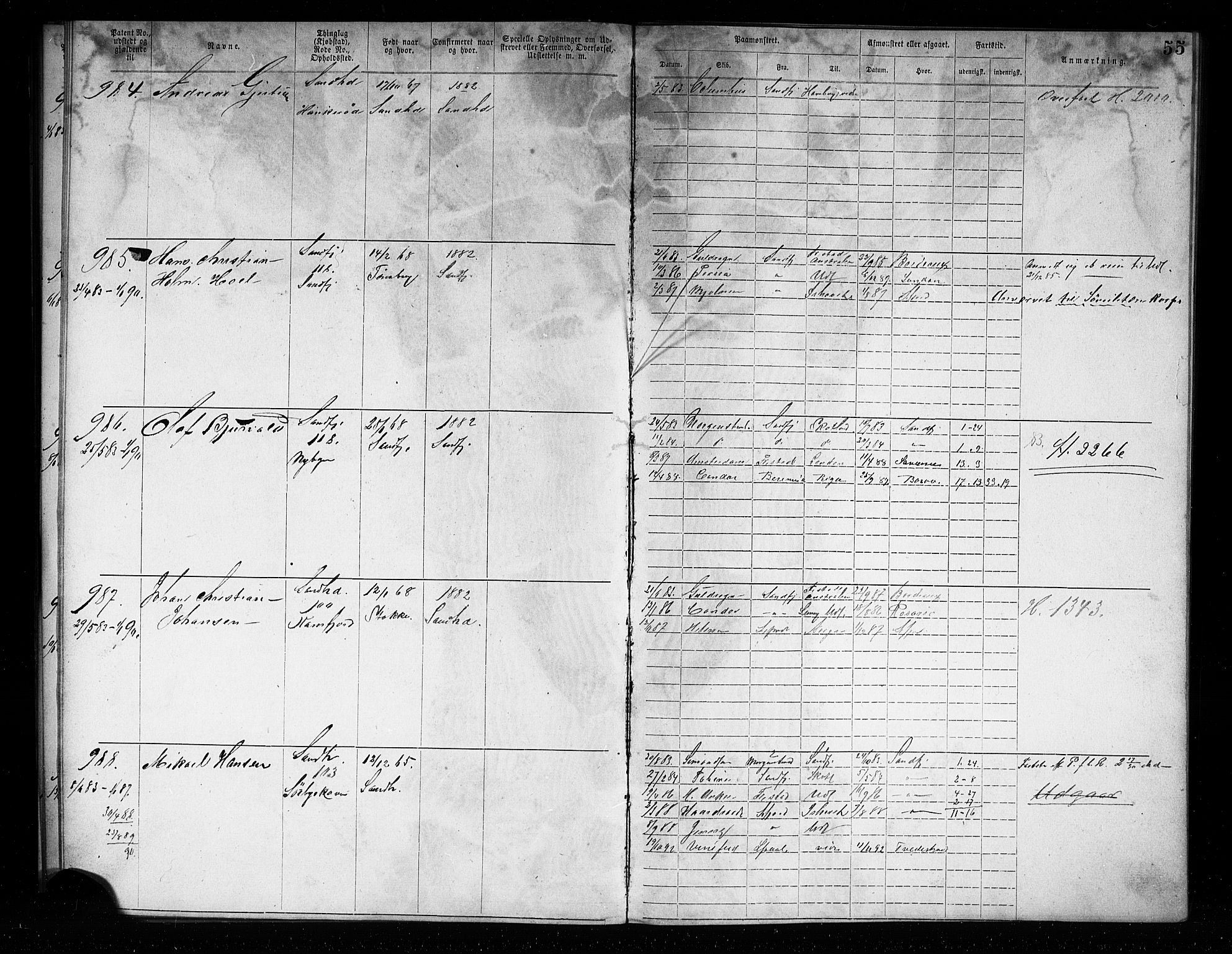 Sandefjord innrulleringskontor, AV/SAKO-A-788/F/Fa/L0004: Annotasjonsrulle, 1879-1889, s. 57
