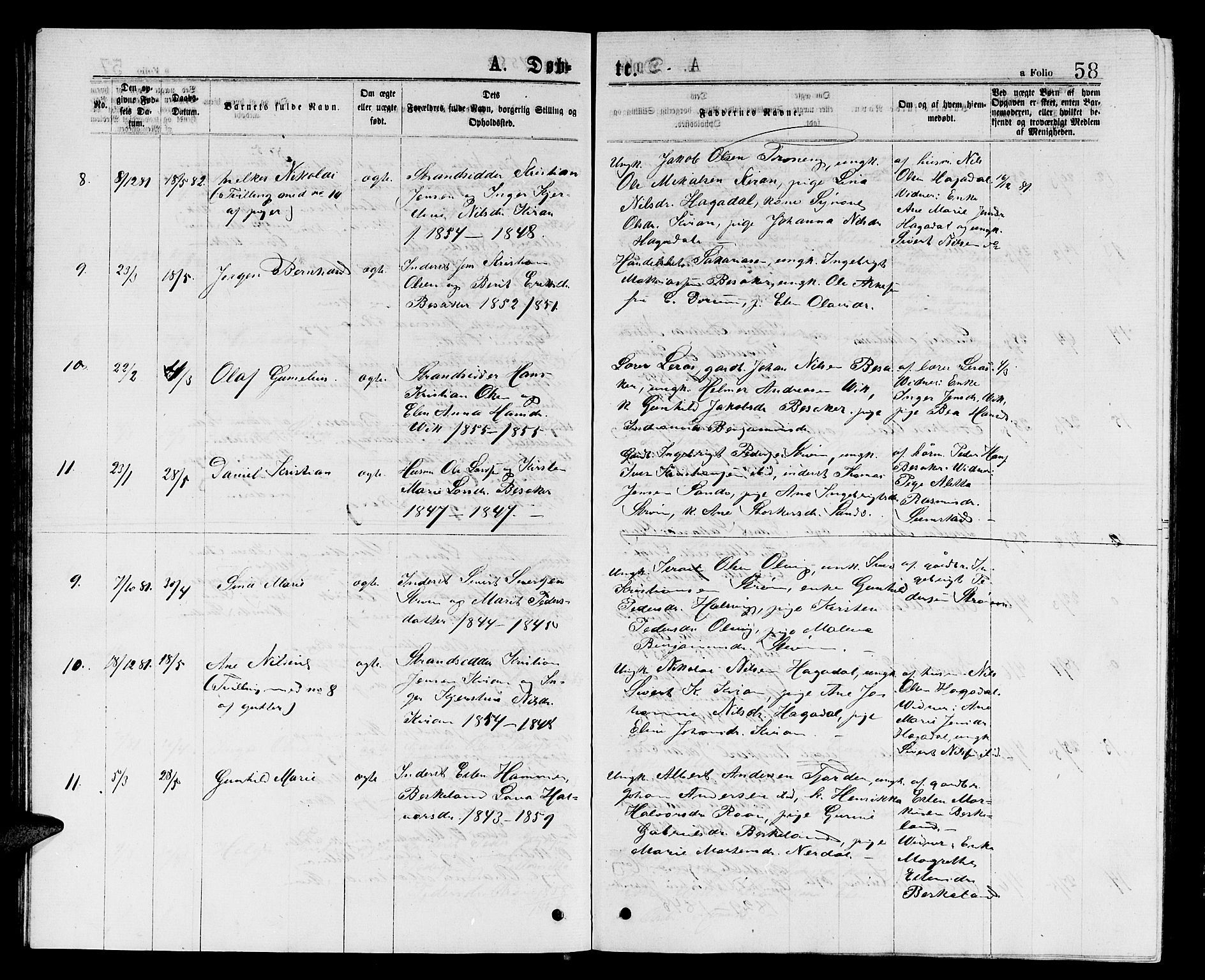 Ministerialprotokoller, klokkerbøker og fødselsregistre - Sør-Trøndelag, AV/SAT-A-1456/657/L0715: Klokkerbok nr. 657C02, 1873-1888, s. 58