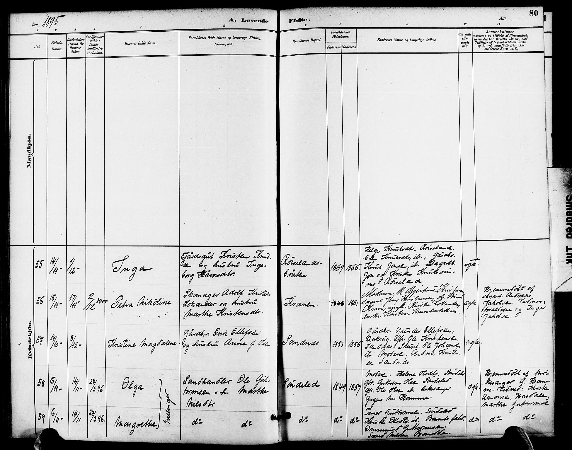Søndeled sokneprestkontor, AV/SAK-1111-0038/F/Fa/L0005: Ministerialbok nr. A 5, 1889-1899, s. 80