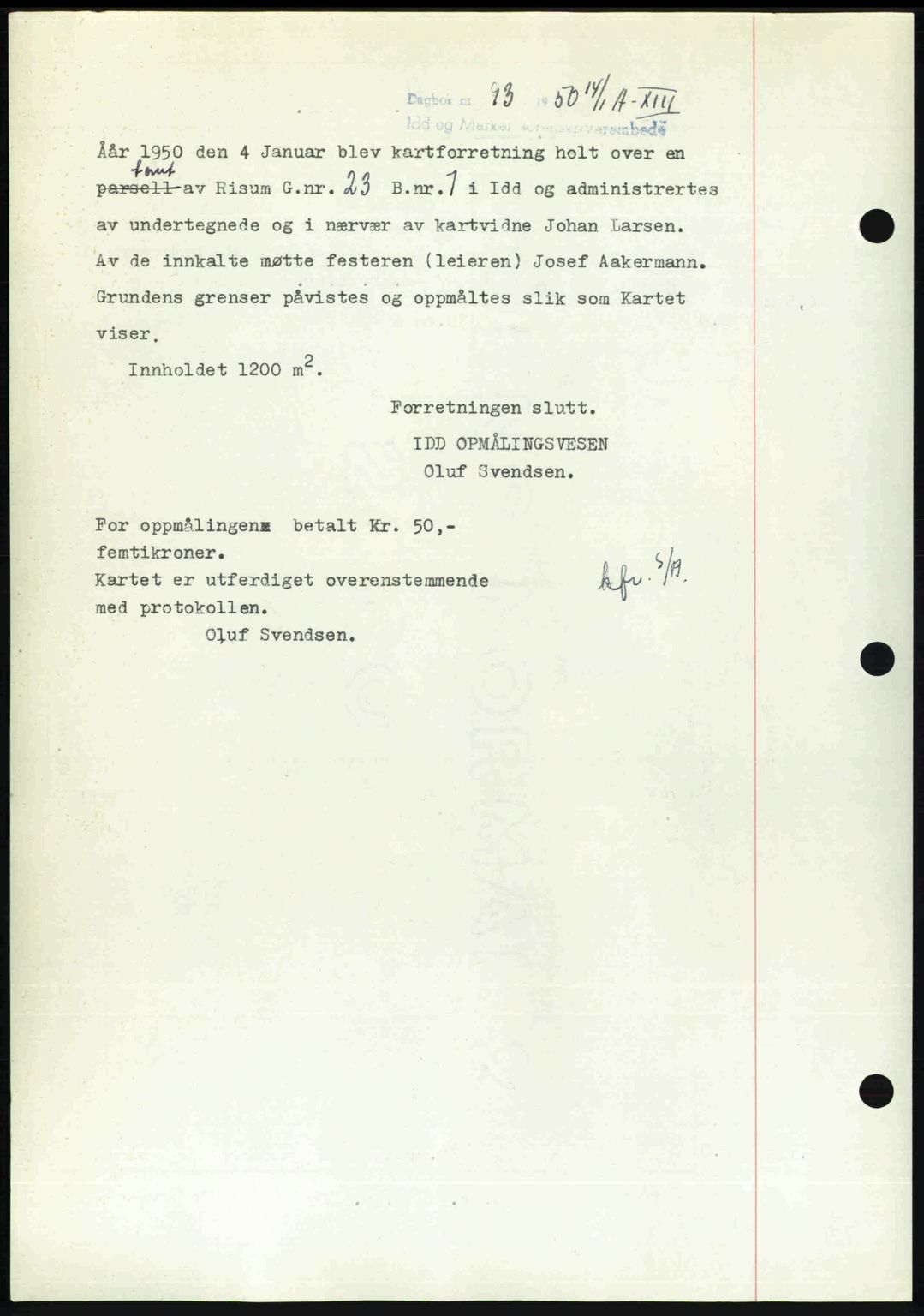Idd og Marker sorenskriveri, SAO/A-10283/G/Gb/Gbb/L0013: Pantebok nr. A13, 1949-1950, Dagboknr: 93/1950