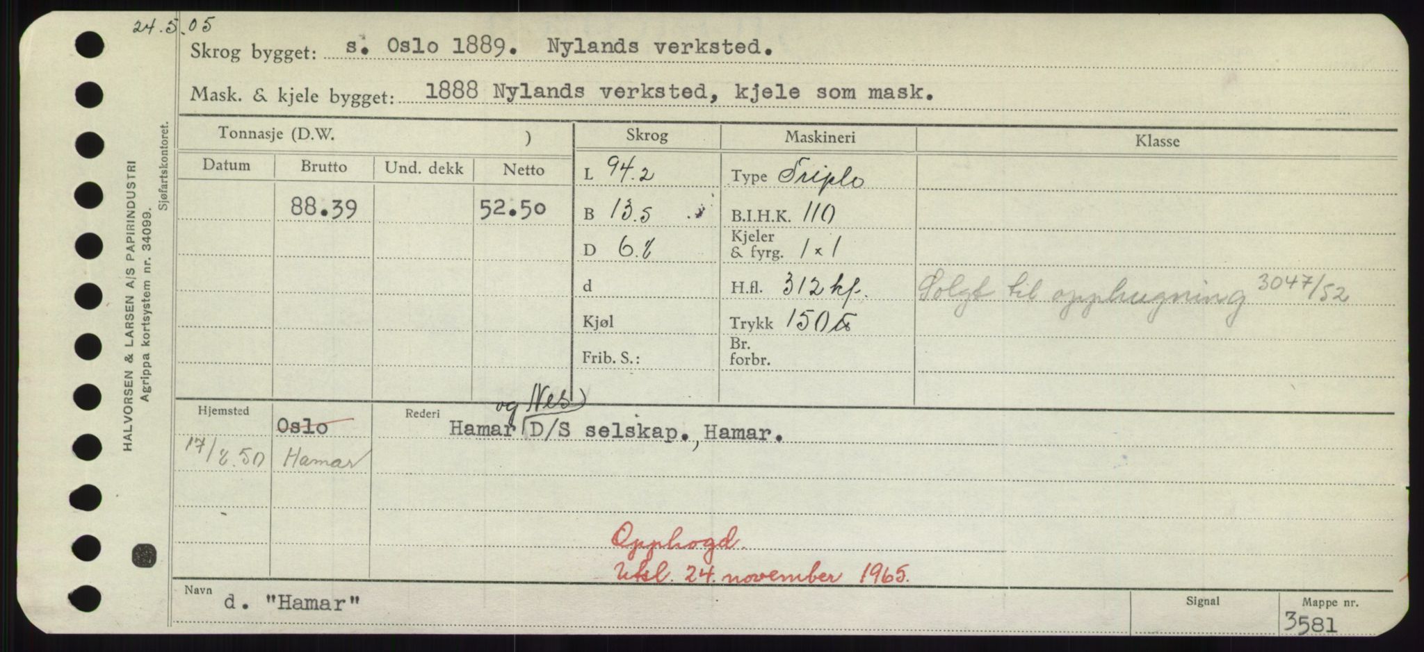 Sjøfartsdirektoratet med forløpere, Skipsmålingen, RA/S-1627/H/Hd/L0014: Fartøy, H-Havl, s. 159