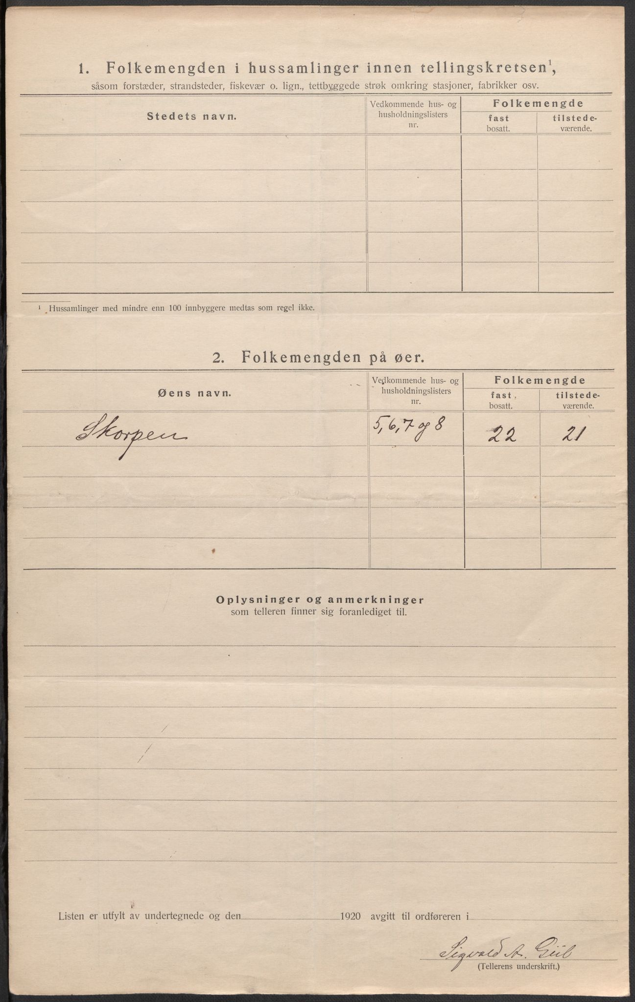 SAB, Folketelling 1920 for 1413 Hyllestad herred, 1920, s. 22