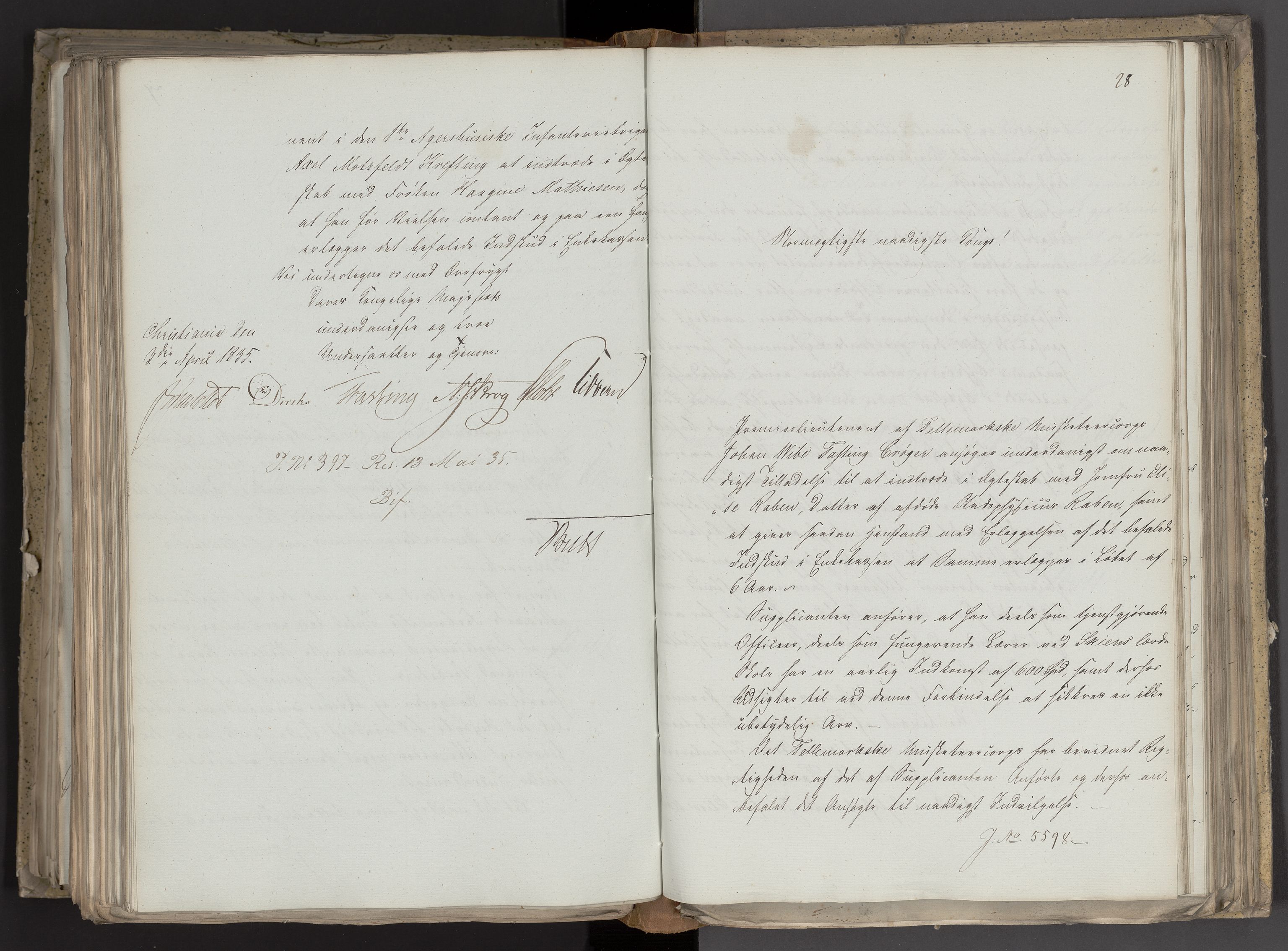 Statsrådsavdelingen i Stockholm, AV/RA-S-1003/D/Da/L0098: Regjeringsinnstillinger nr. 5461-5649, 1835