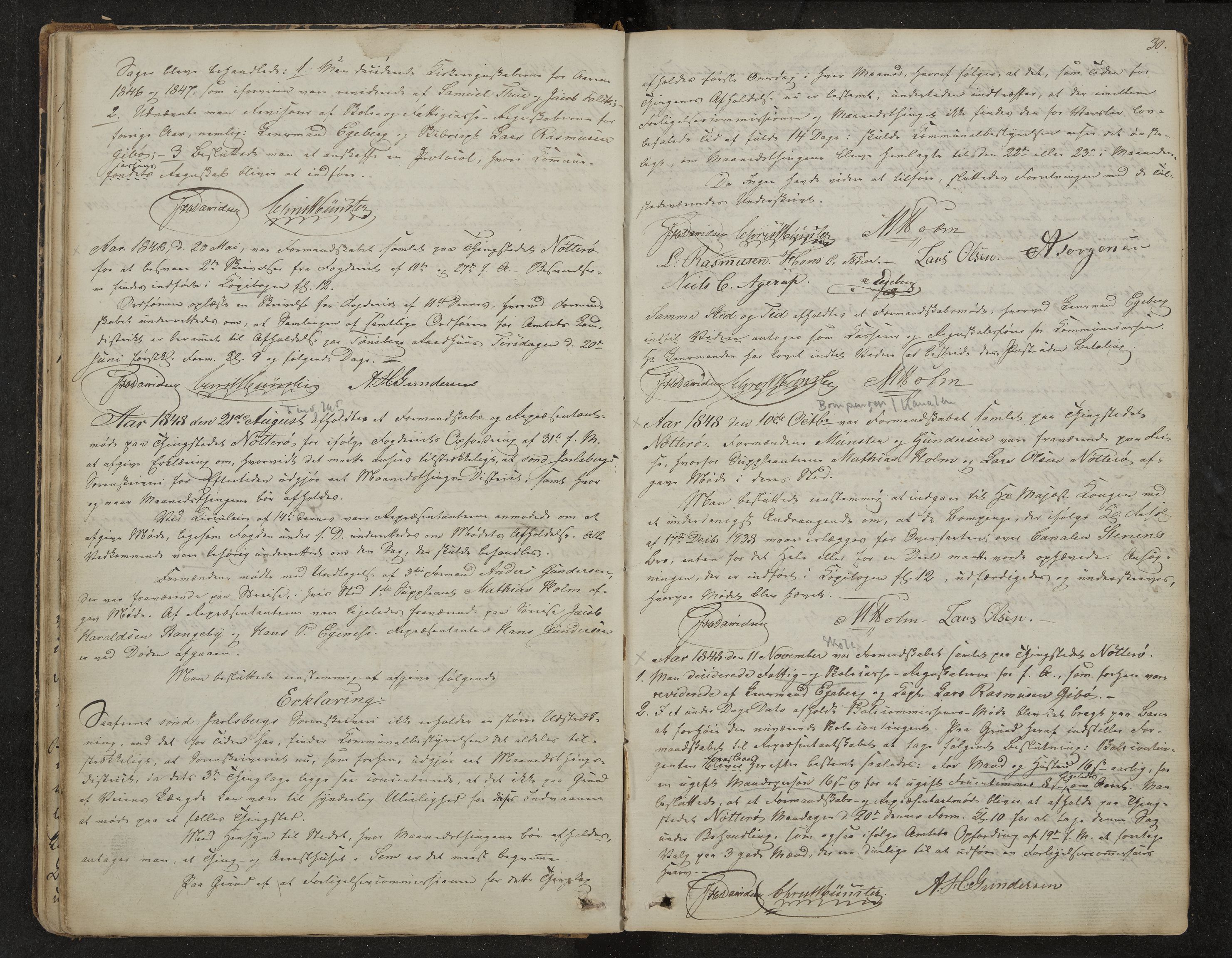 Nøtterøy formannskap og sentraladministrasjon, IKAK/0722021-1/A/Aa/L0001: Møtebok, 1837-1862, s. 30