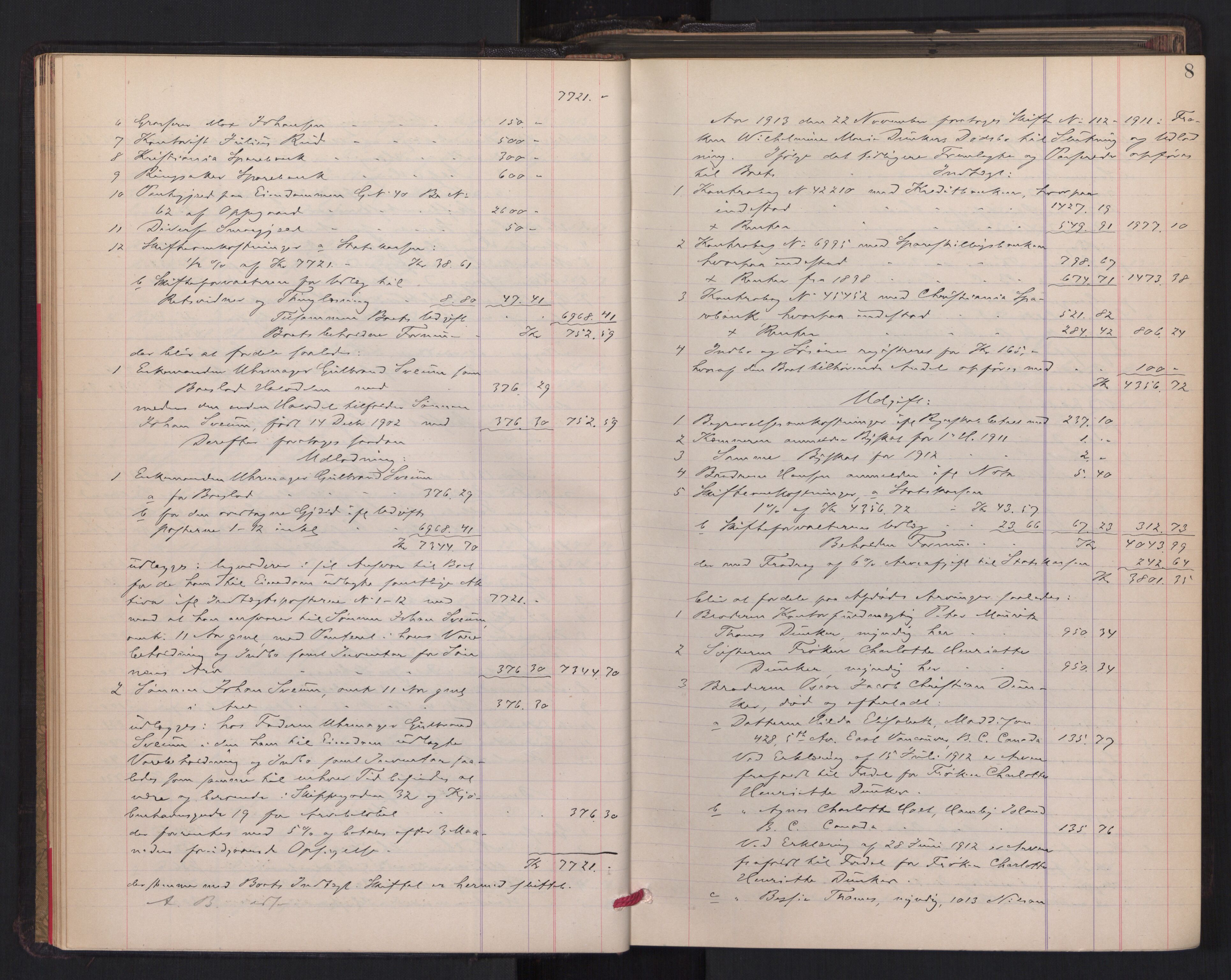 Oslo skifterett, AV/SAO-A-10383/H/Hd/Hdc/L0008: Skifteutlodningsprotokoll, 1913-1916, s. 8