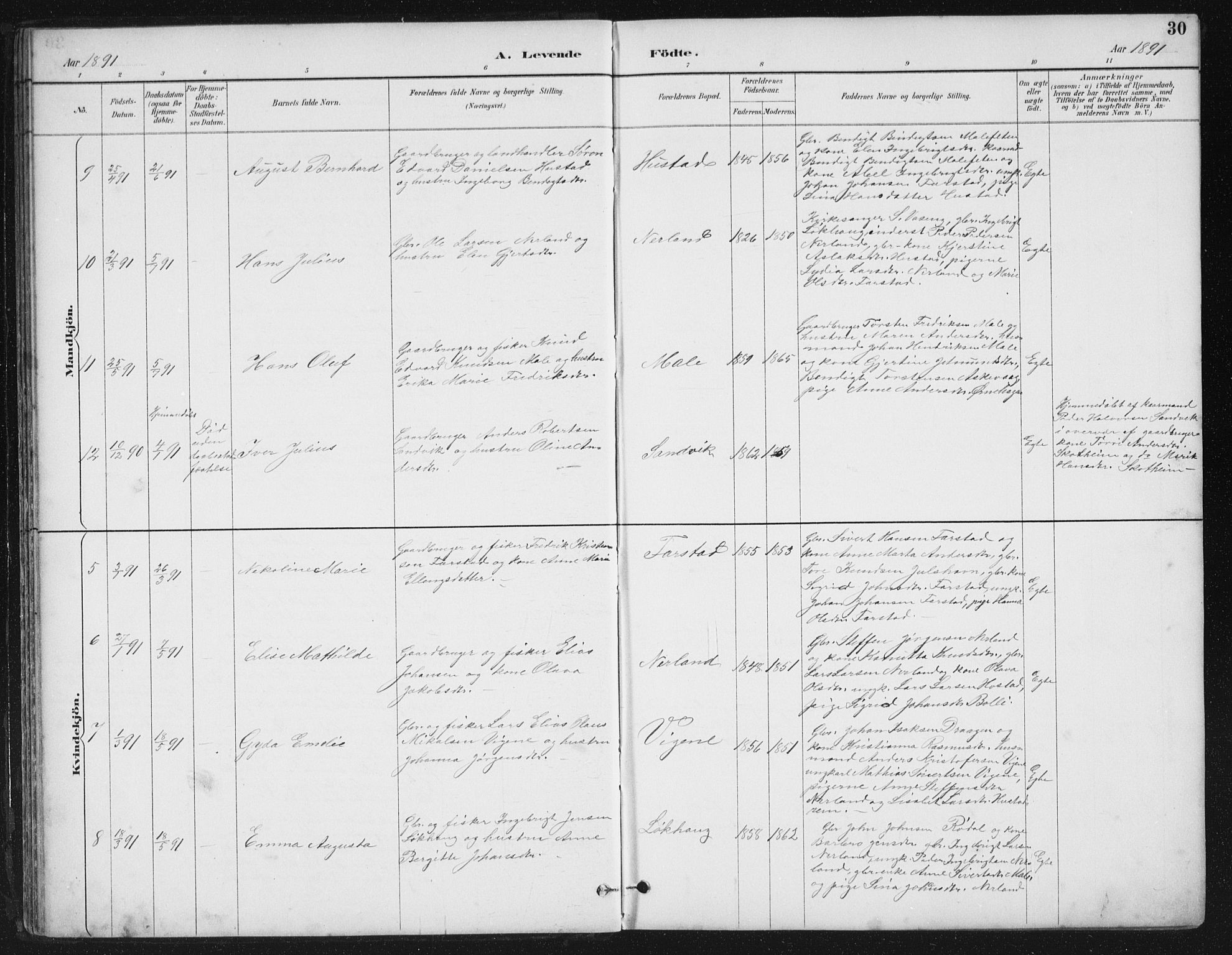 Ministerialprotokoller, klokkerbøker og fødselsregistre - Møre og Romsdal, AV/SAT-A-1454/567/L0783: Klokkerbok nr. 567C03, 1887-1903, s. 30