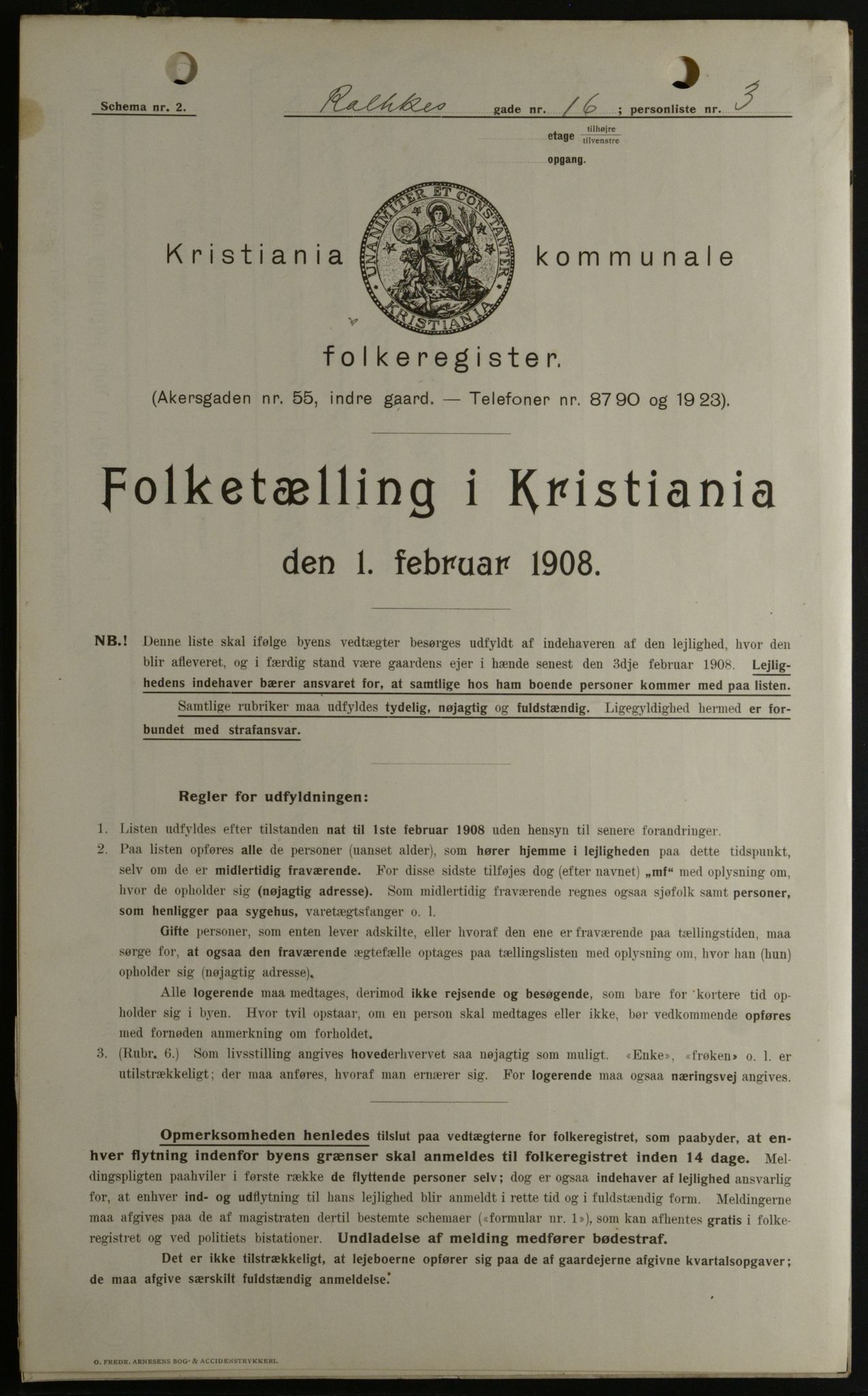 OBA, Kommunal folketelling 1.2.1908 for Kristiania kjøpstad, 1908, s. 74233
