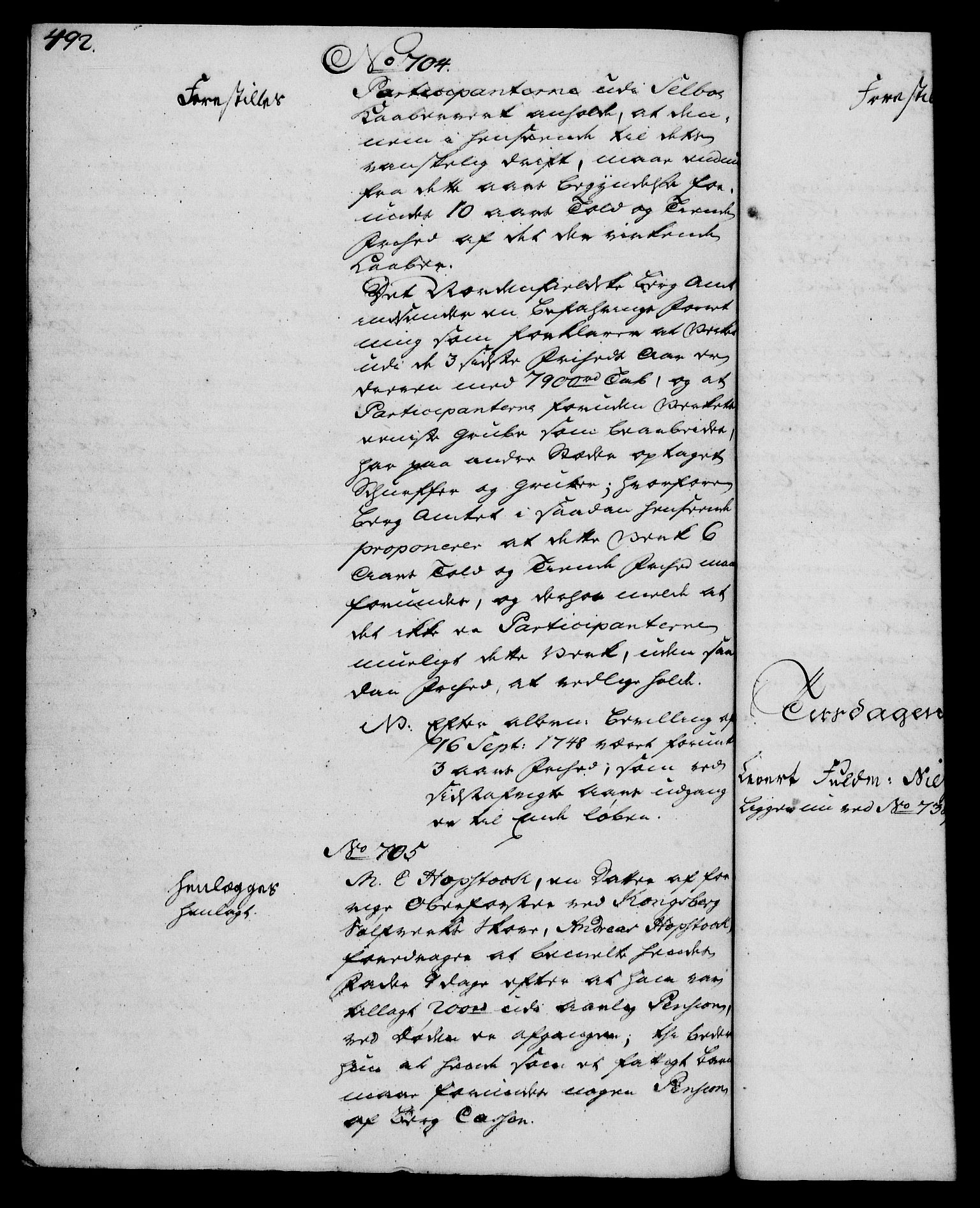 Rentekammeret, Kammerkanselliet, RA/EA-3111/G/Gh/Gha/L0030: Norsk ekstraktmemorialprotokoll (merket RK 53.75), 1749-1751, s. 492