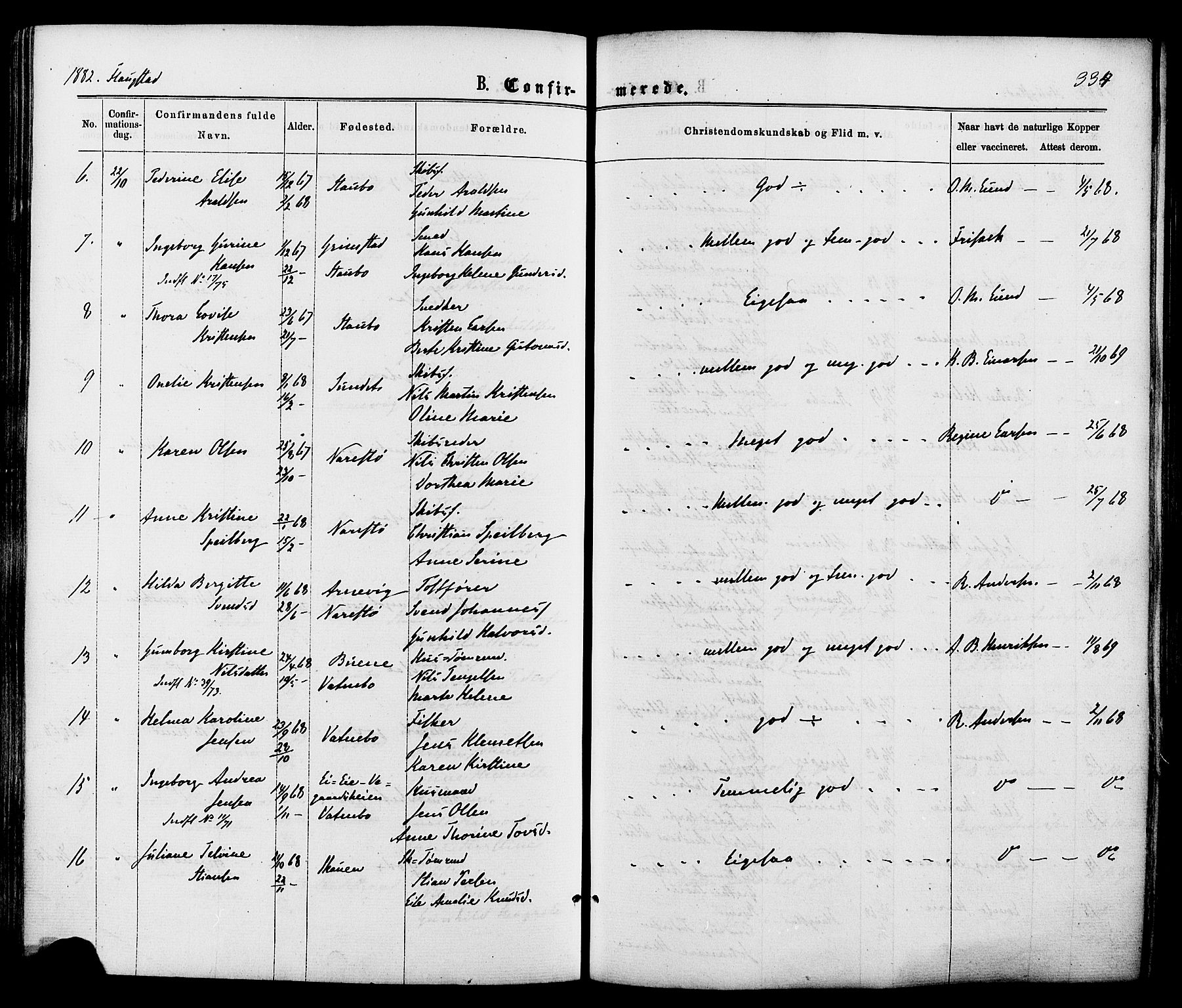 Dypvåg sokneprestkontor, AV/SAK-1111-0007/F/Fa/Faa/L0007: Ministerialbok nr. A 7 /2, 1877-1884, s. 334