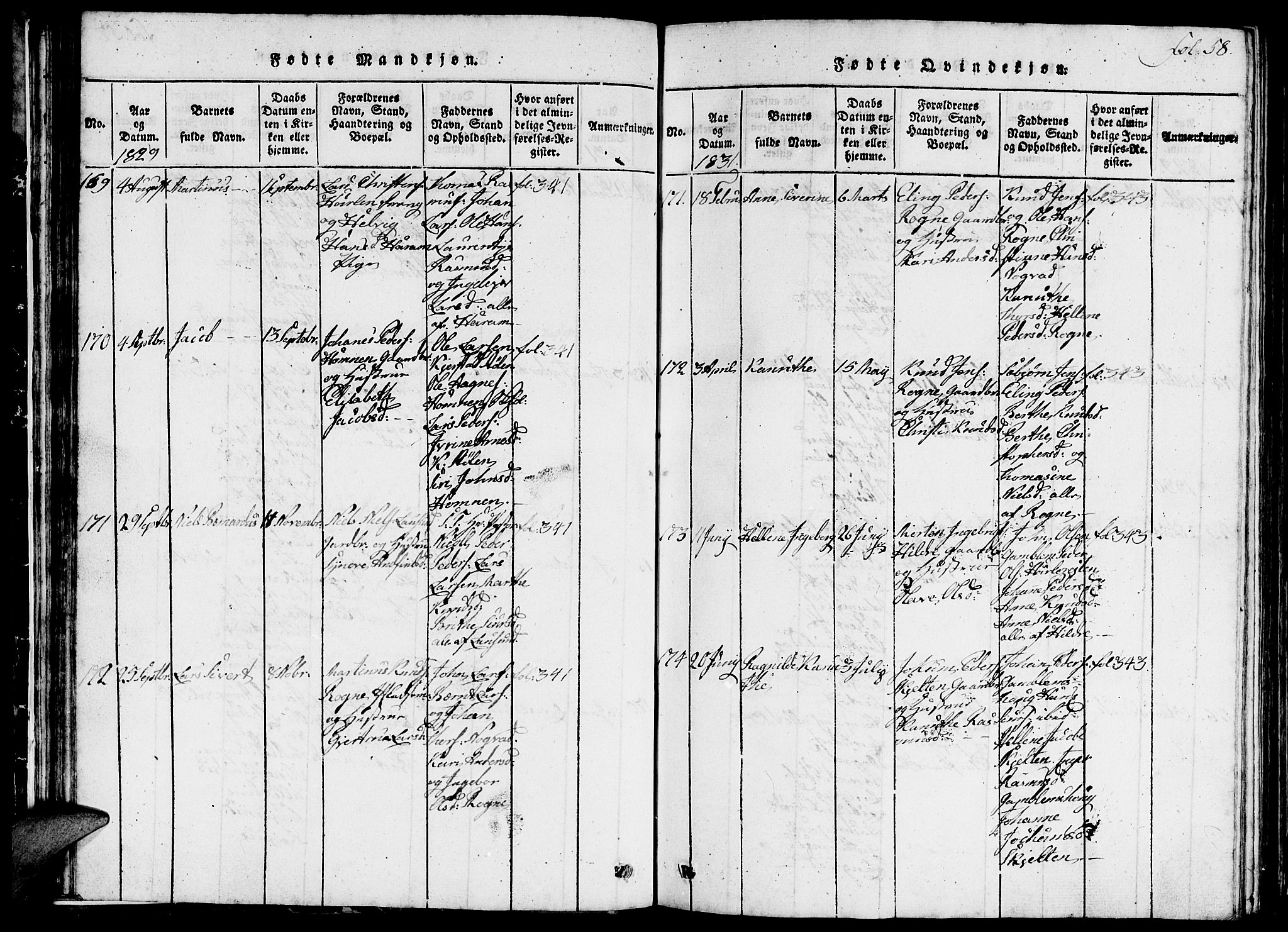 Ministerialprotokoller, klokkerbøker og fødselsregistre - Møre og Romsdal, AV/SAT-A-1454/536/L0506: Klokkerbok nr. 536C01, 1818-1859, s. 58