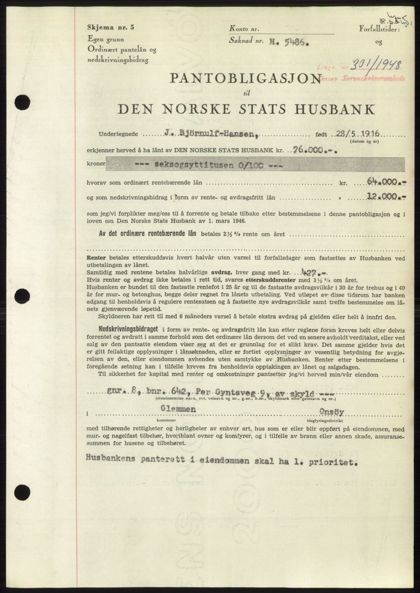 Onsøy sorenskriveri, SAO/A-10474/G/Ga/Gac/L0006: Pantebok nr. B 12-6, 1947-1948, Dagboknr: 301/1948