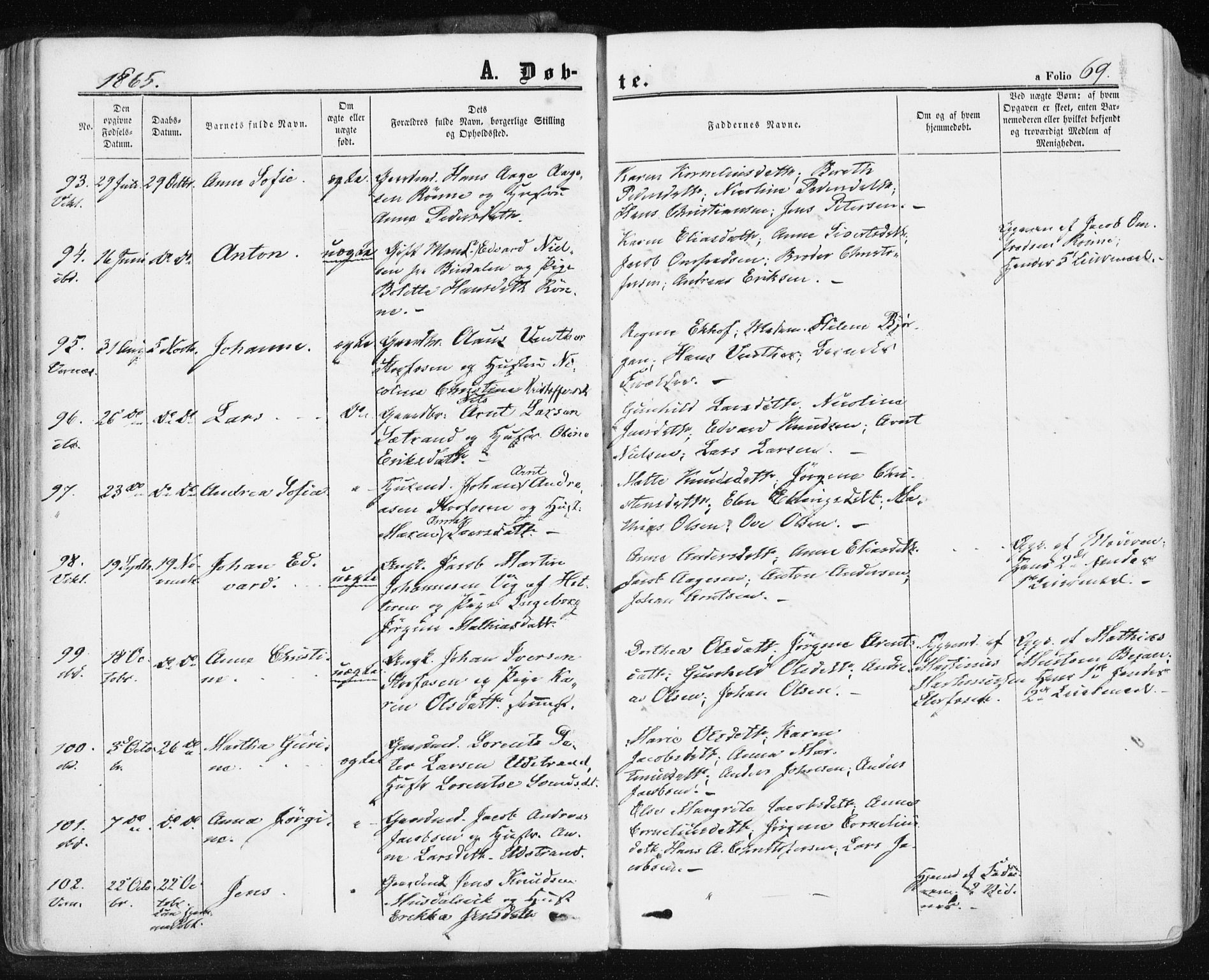 Ministerialprotokoller, klokkerbøker og fødselsregistre - Sør-Trøndelag, SAT/A-1456/659/L0737: Ministerialbok nr. 659A07, 1857-1875, s. 69