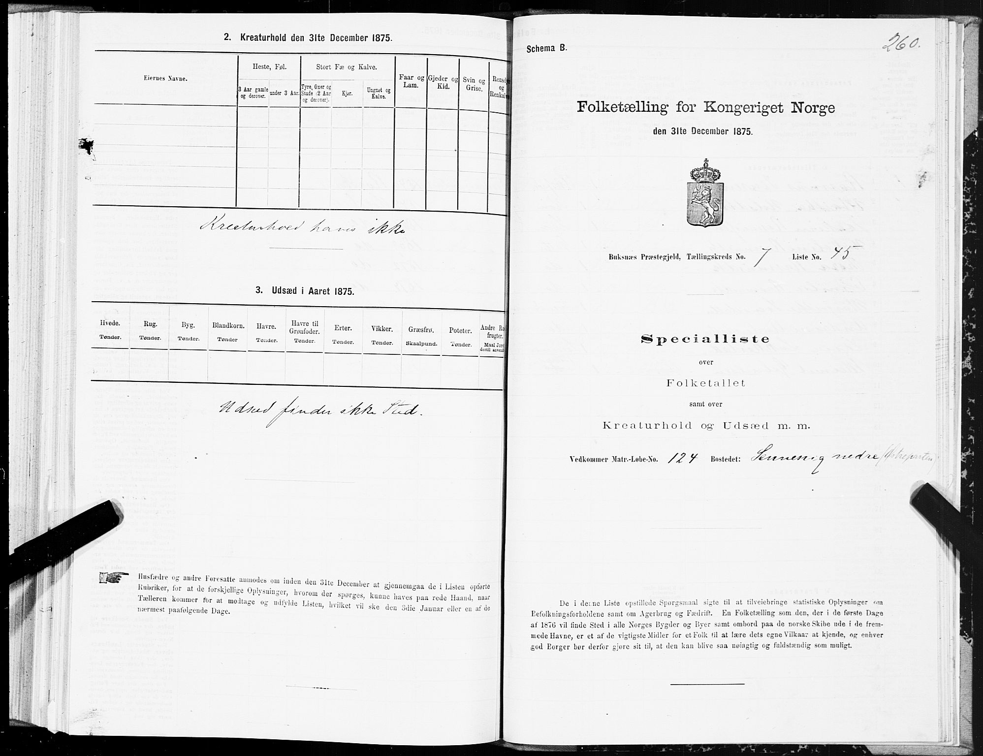 SAT, Folketelling 1875 for 1860P Buksnes prestegjeld, 1875, s. 3260