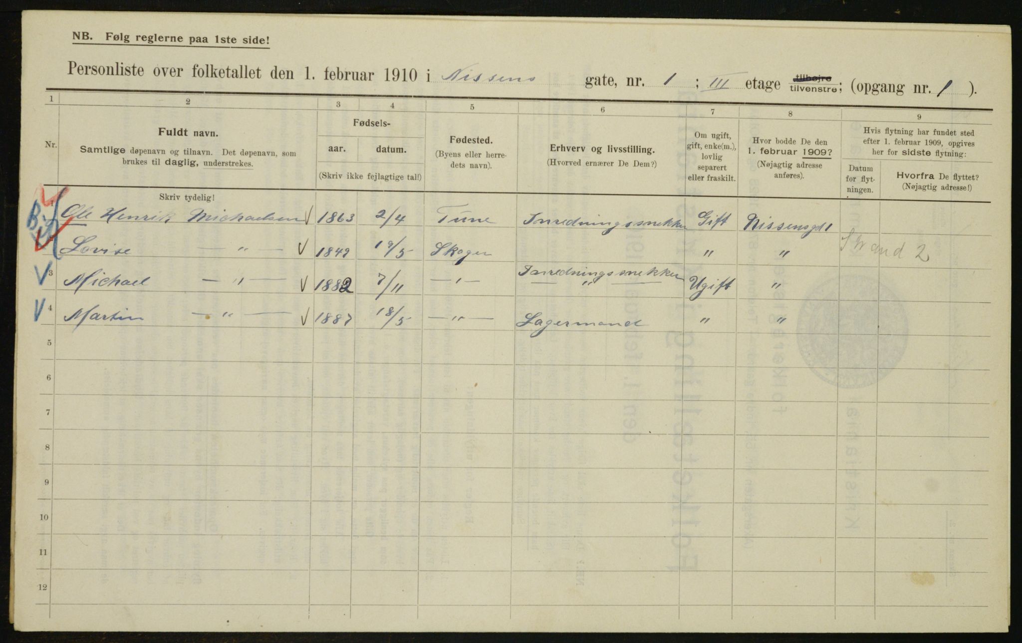 OBA, Kommunal folketelling 1.2.1910 for Kristiania, 1910, s. 68700