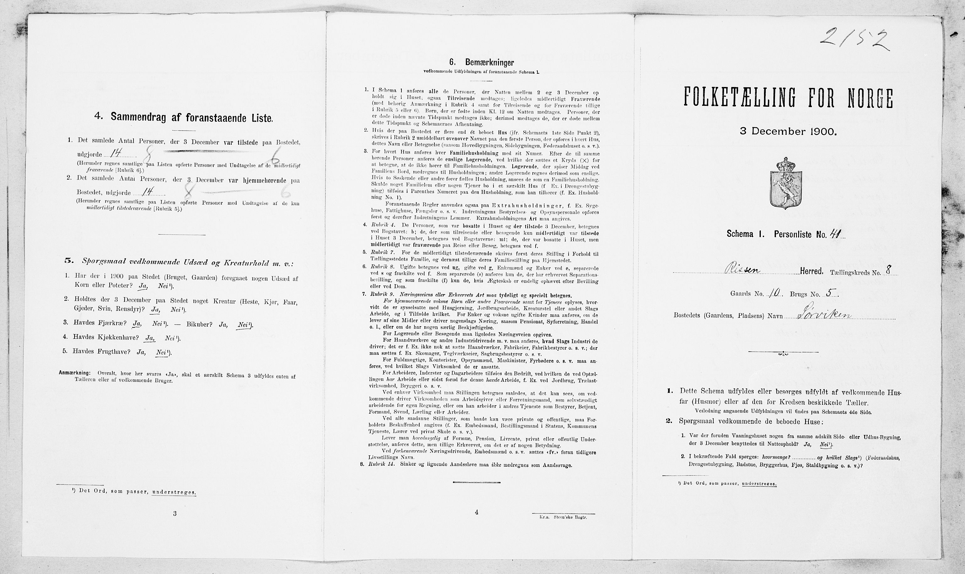 SAT, Folketelling 1900 for 1624 Rissa herred, 1900, s. 929