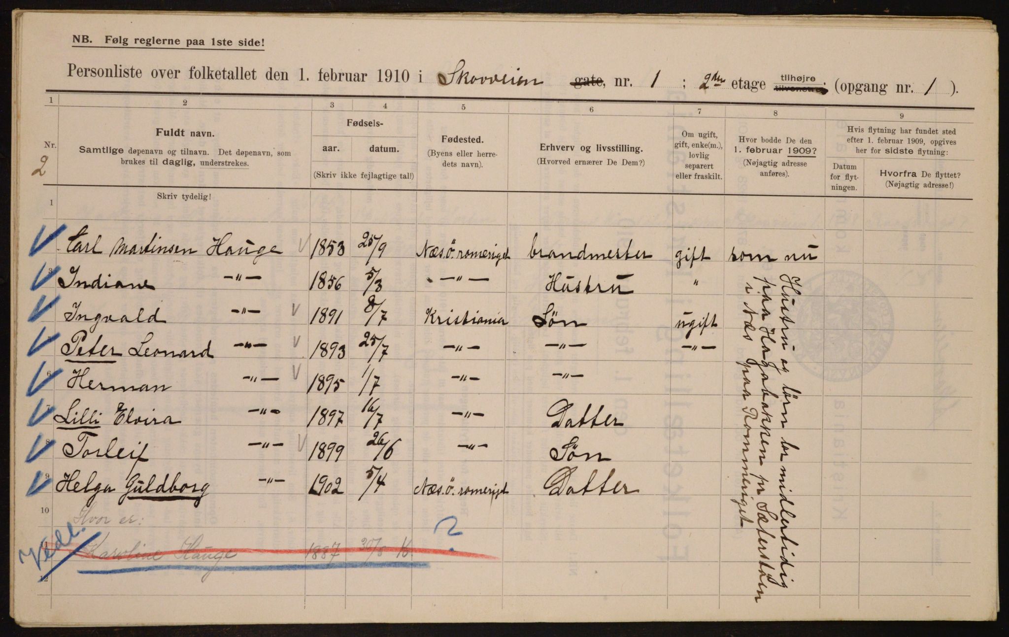 OBA, Kommunal folketelling 1.2.1910 for Kristiania, 1910, s. 91929