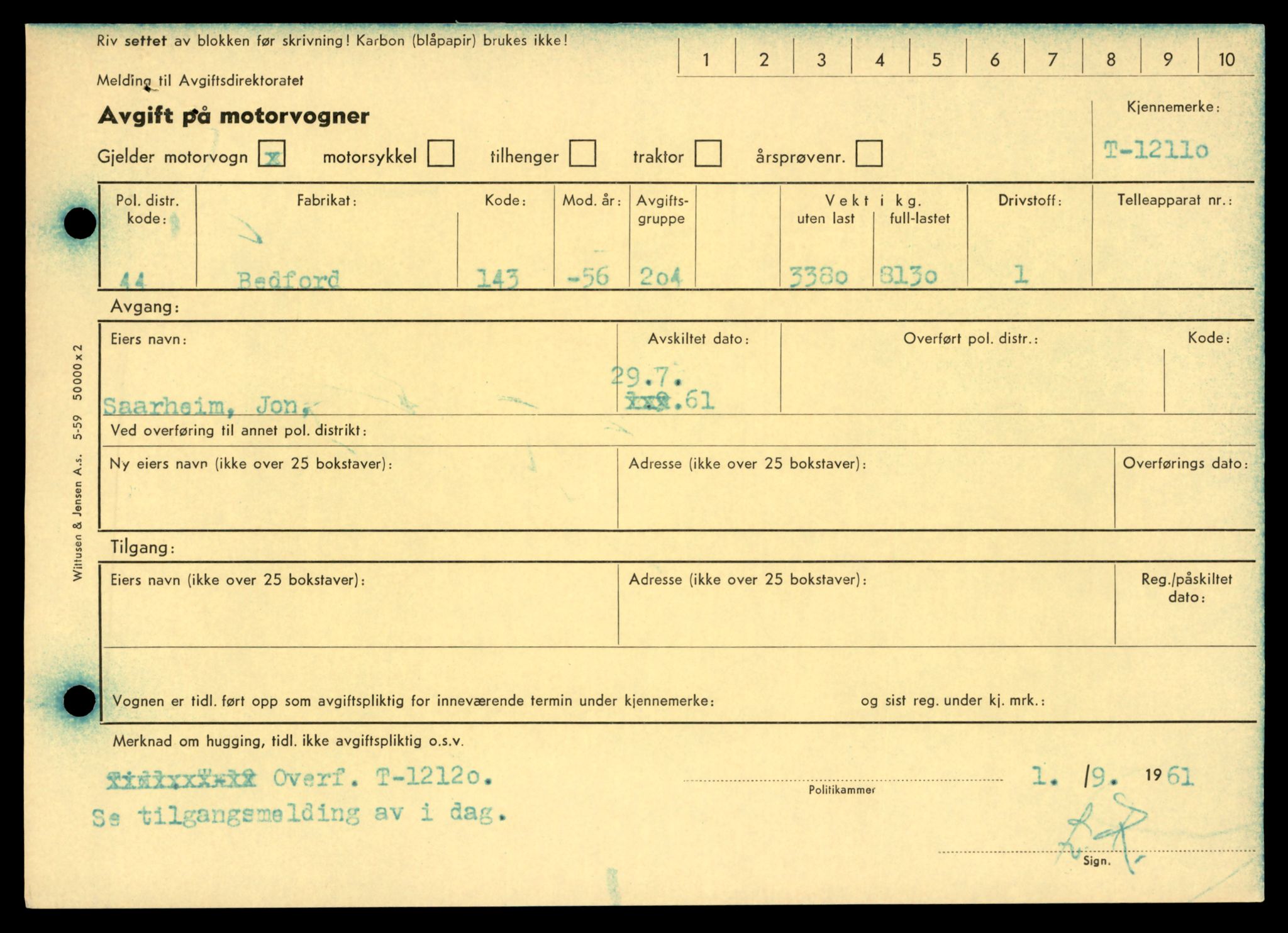 Møre og Romsdal vegkontor - Ålesund trafikkstasjon, AV/SAT-A-4099/F/Fe/L0033: Registreringskort for kjøretøy T 12151 - T 12474, 1927-1998, s. 2713