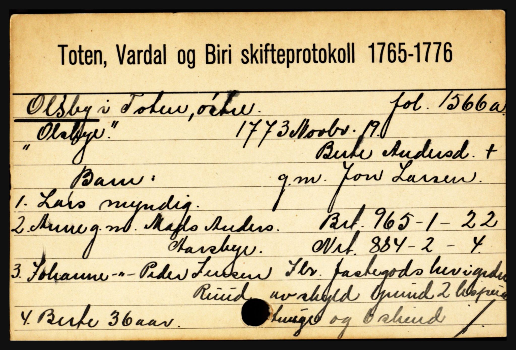 Toten tingrett, AV/SAH-TING-006/J, 1657-1903, s. 15069