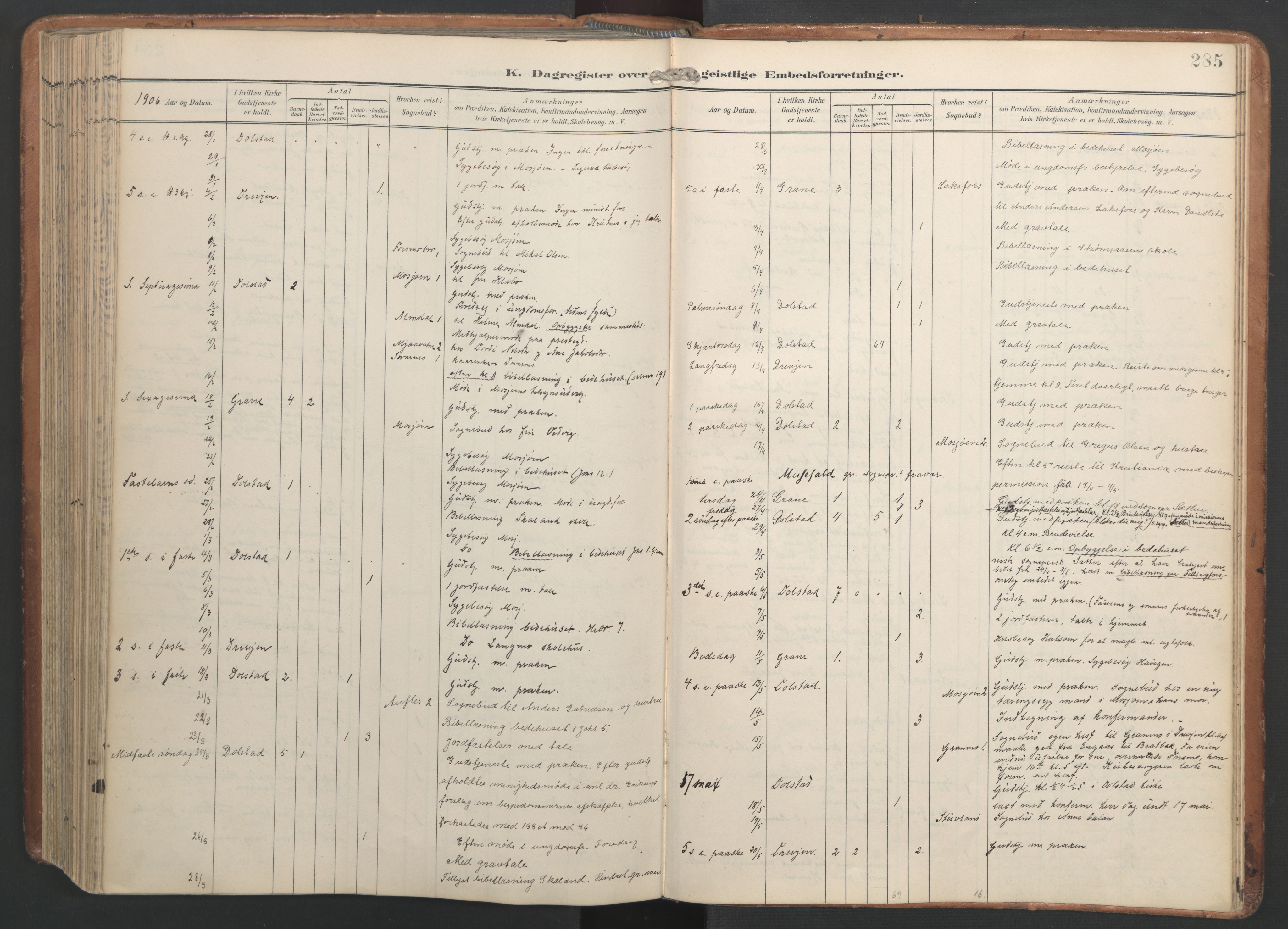 Ministerialprotokoller, klokkerbøker og fødselsregistre - Nordland, AV/SAT-A-1459/820/L0298: Ministerialbok nr. 820A19, 1897-1915, s. 285