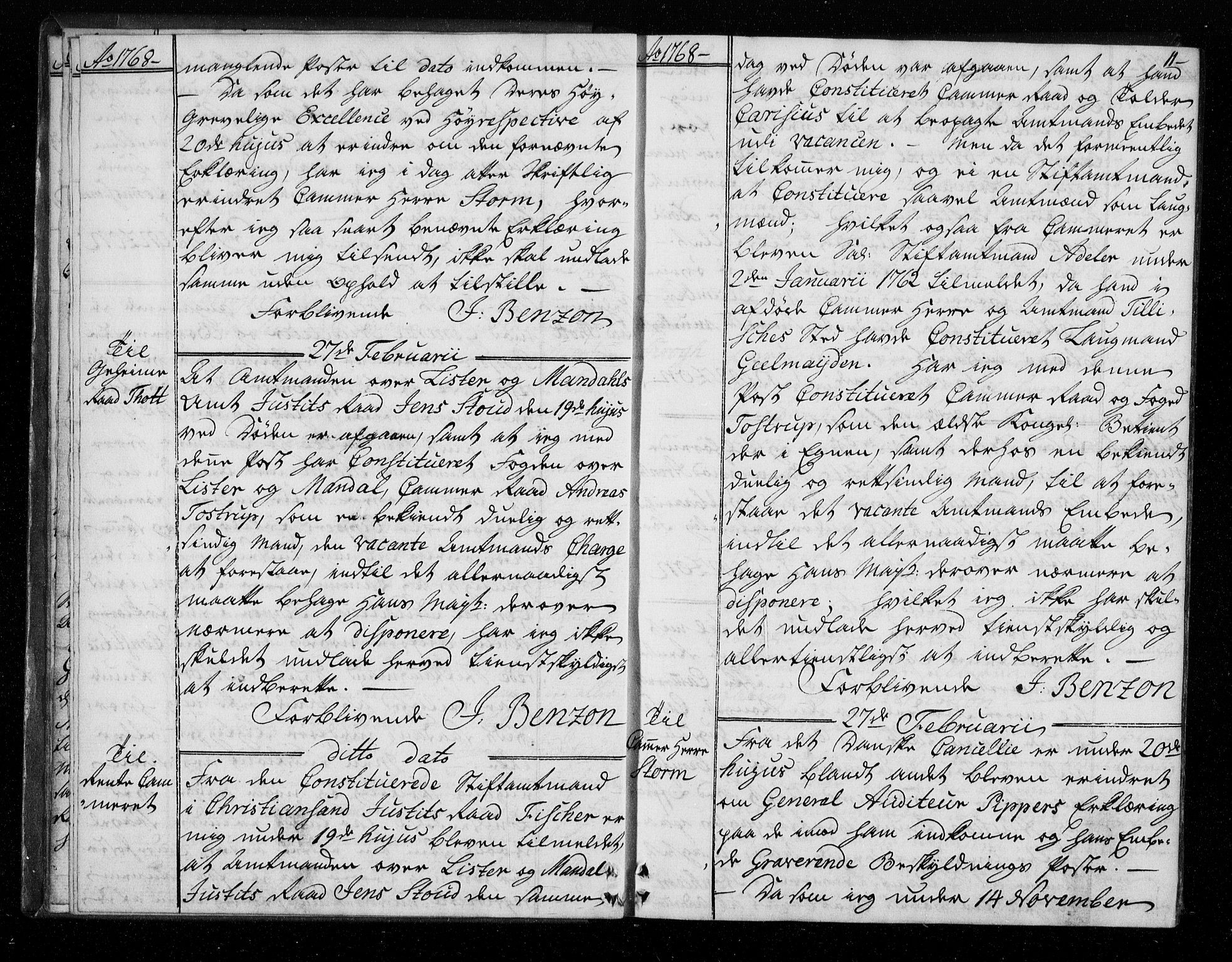 Stattholderembetet 1572-1771, AV/RA-EA-2870/Bf/L0007: Stattholderprotokoll (allmenn kopibok), 1768-1769, s. 10b-11a