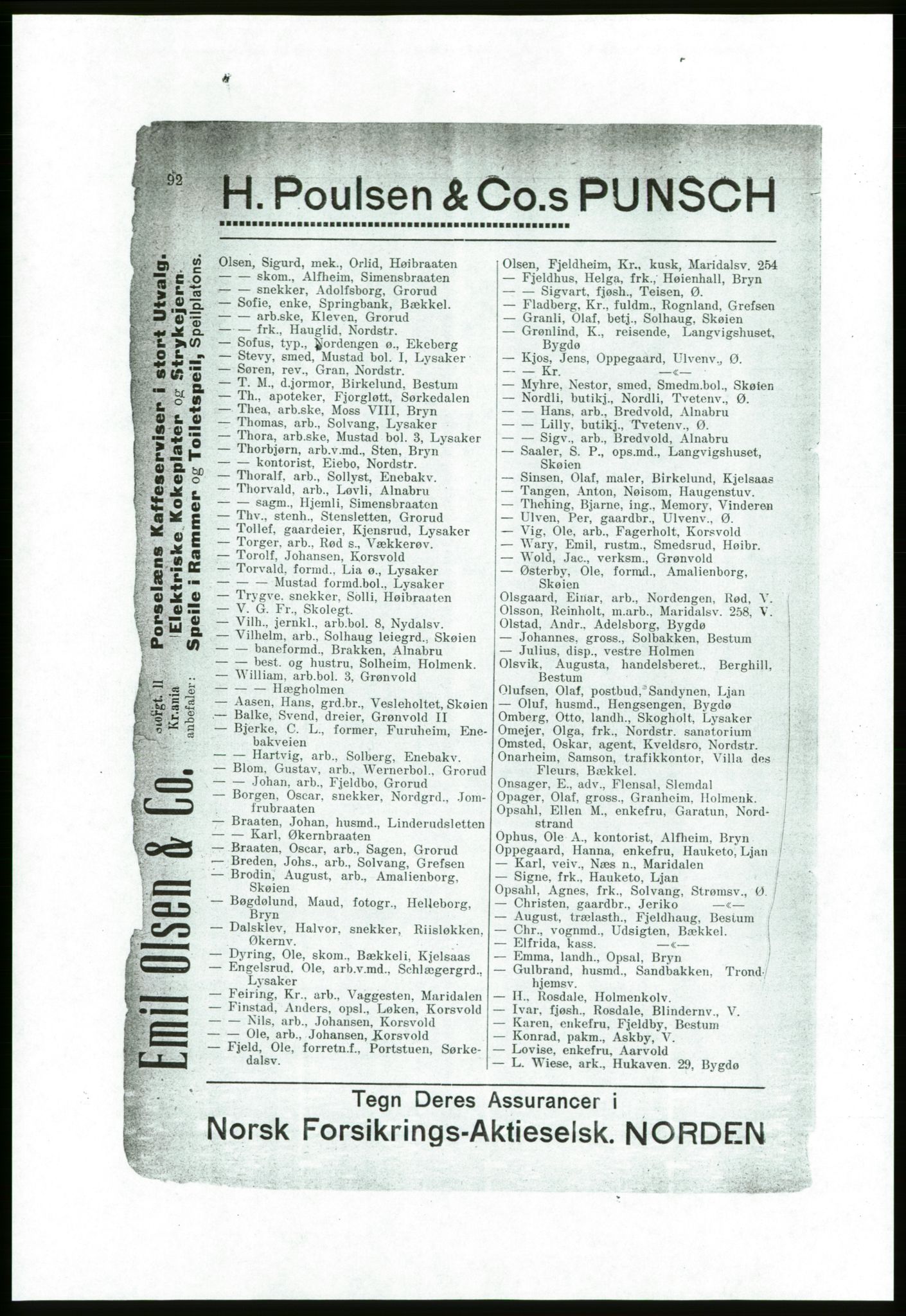 Aker adressebok/adressekalender, PUBL/001/A/001: Akers adressebok, 1916-1917, s. 92
