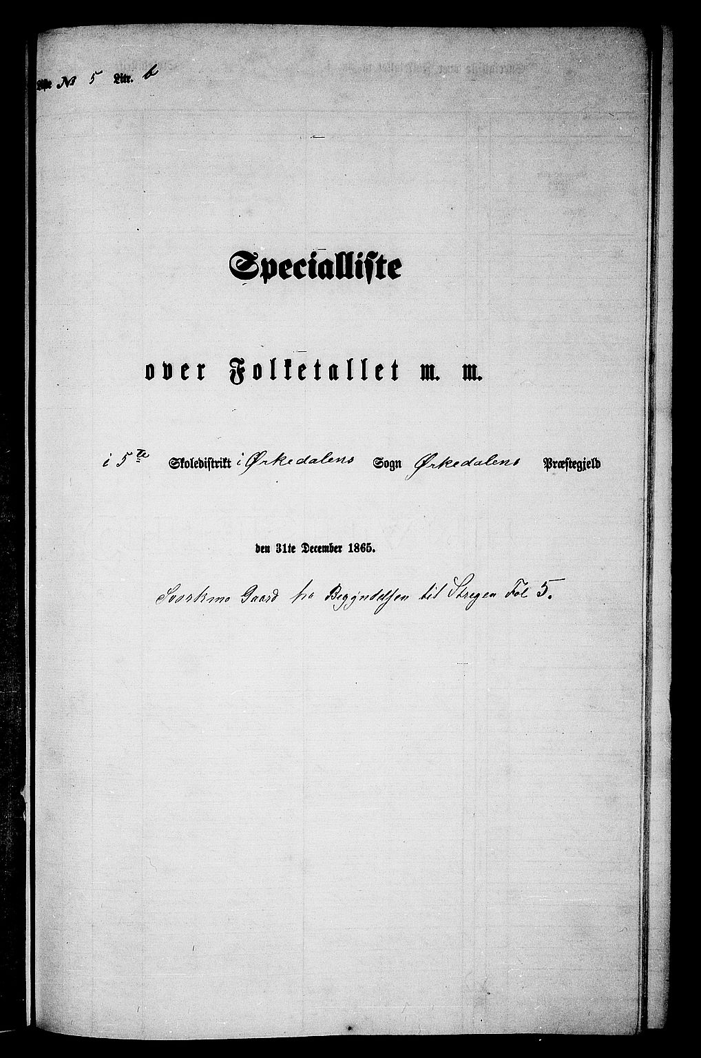 RA, Folketelling 1865 for 1638P Orkdal prestegjeld, 1865, s. 151