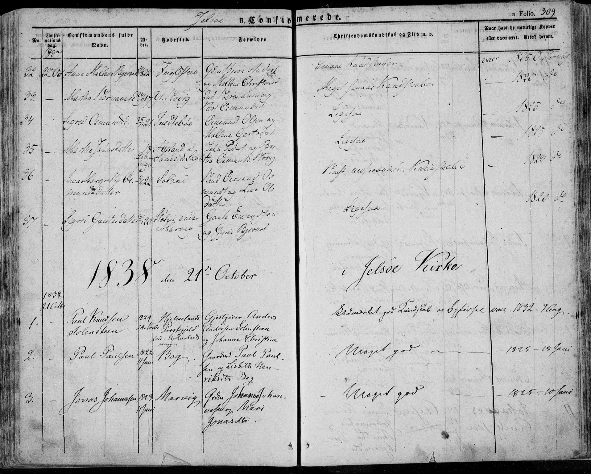 Jelsa sokneprestkontor, AV/SAST-A-101842/01/IV: Ministerialbok nr. A 6.1, 1828-1853, s. 309
