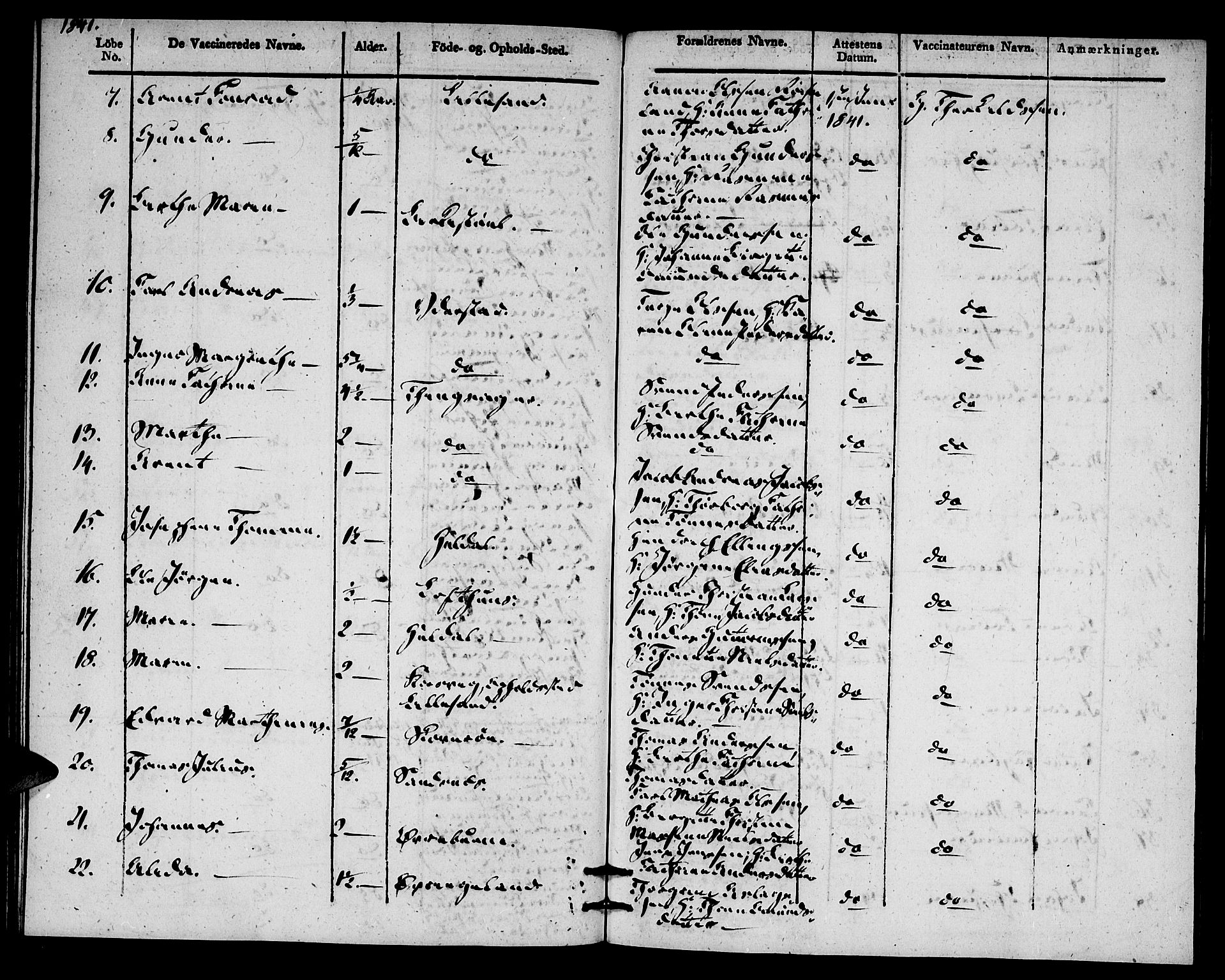 Vestre Moland sokneprestkontor, AV/SAK-1111-0046/F/Ff/L0002/0003: Vaksinasjonsprotokoll nr. A VI 3, 1830-1844