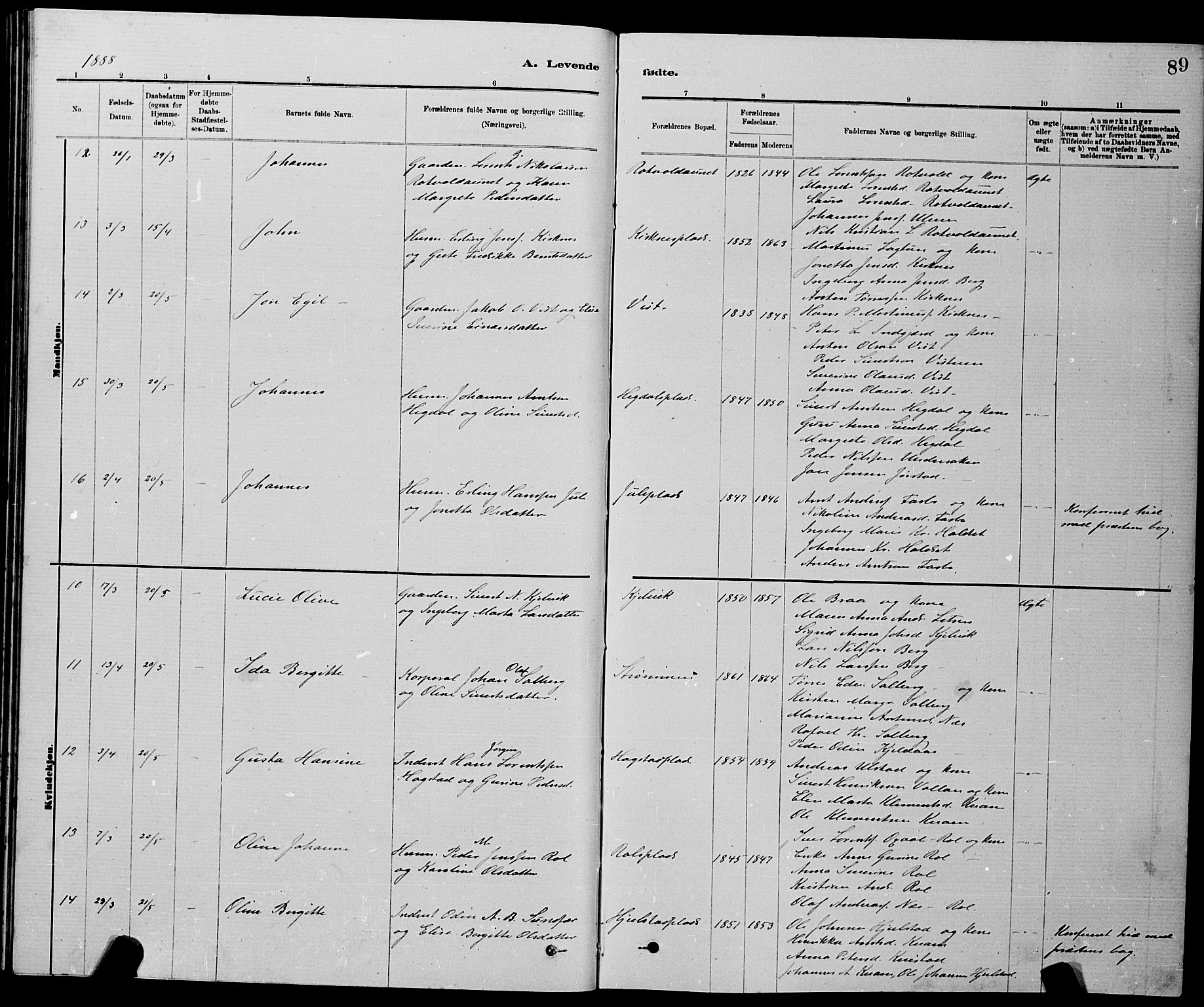 Ministerialprotokoller, klokkerbøker og fødselsregistre - Nord-Trøndelag, SAT/A-1458/730/L0301: Klokkerbok nr. 730C04, 1880-1897, s. 89
