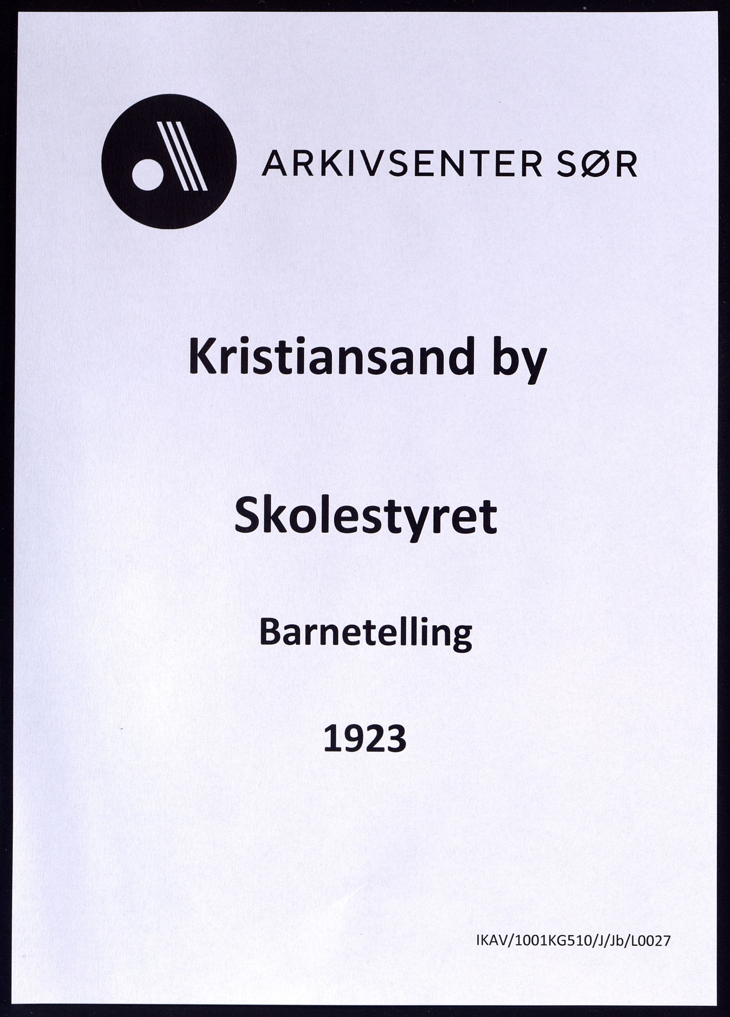 Kristiansand By - Skolekommisjonen/ -Styret, IKAV/1001KG510/J/Jb/L0027: Barnetelling, 1923