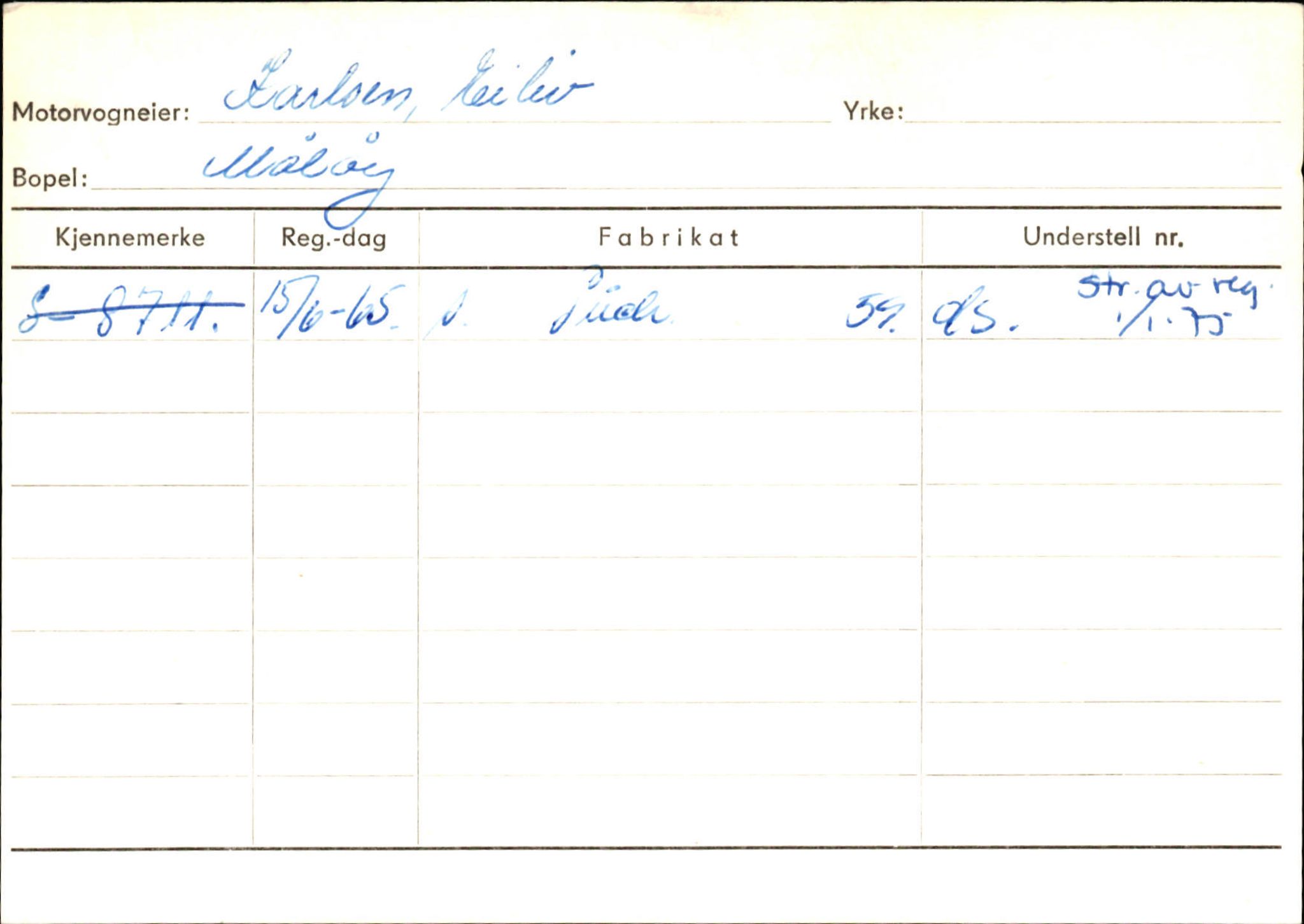 Statens vegvesen, Sogn og Fjordane vegkontor, SAB/A-5301/4/F/L0144: Registerkort Vågsøy A-R, 1945-1975, s. 1270
