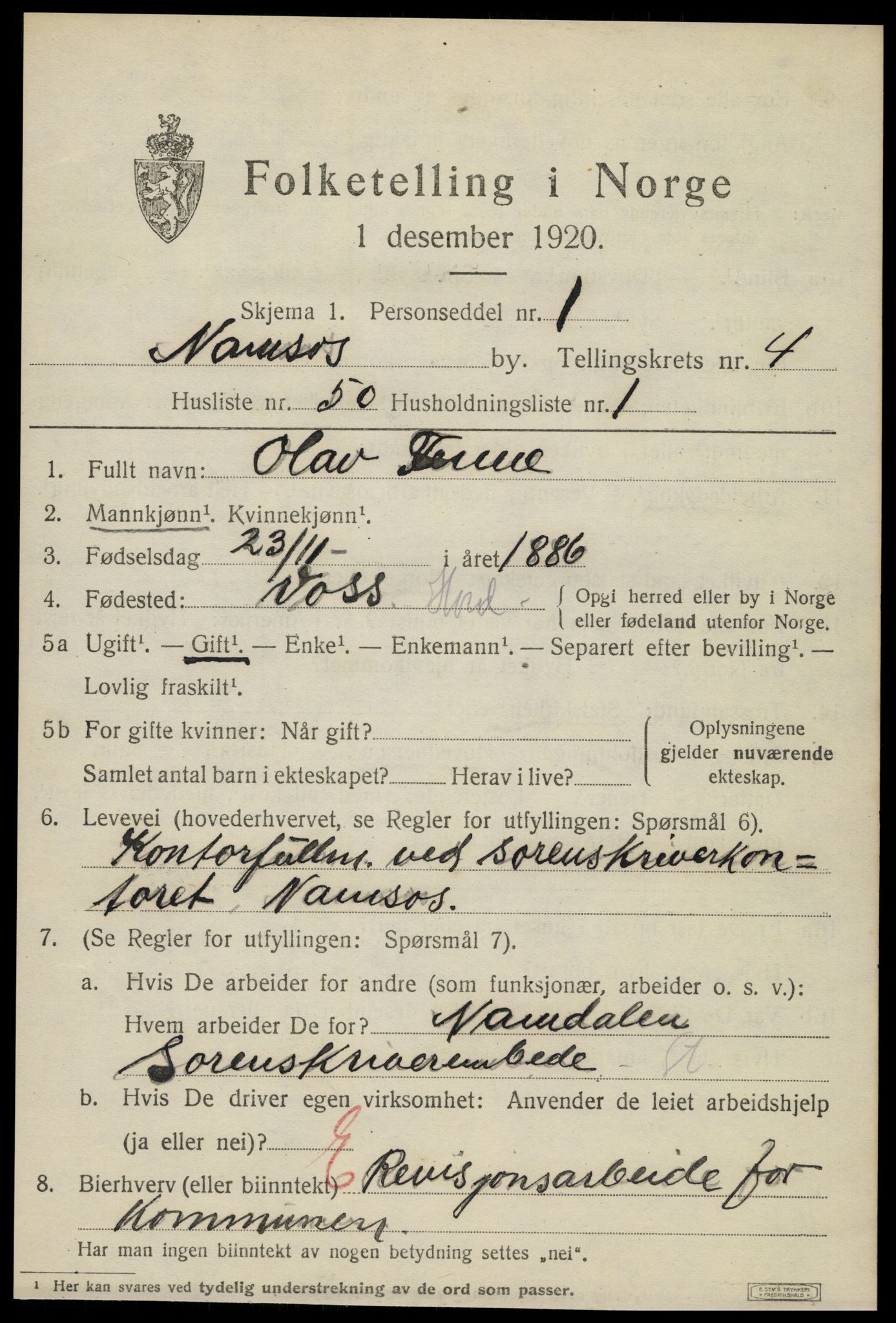 SAT, Folketelling 1920 for 1703 Namsos ladested, 1920, s. 5623