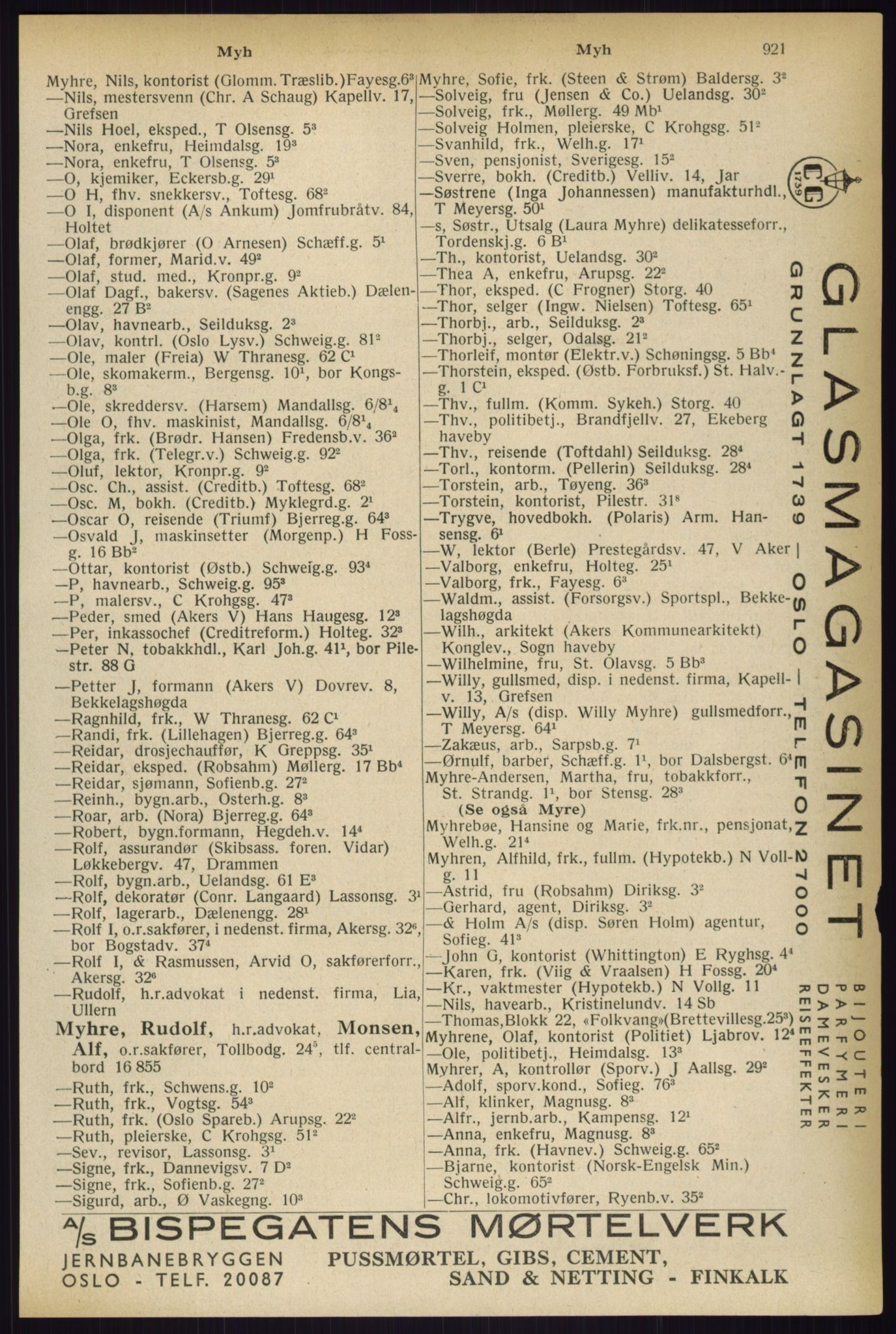 Kristiania/Oslo adressebok, PUBL/-, 1933, s. 921