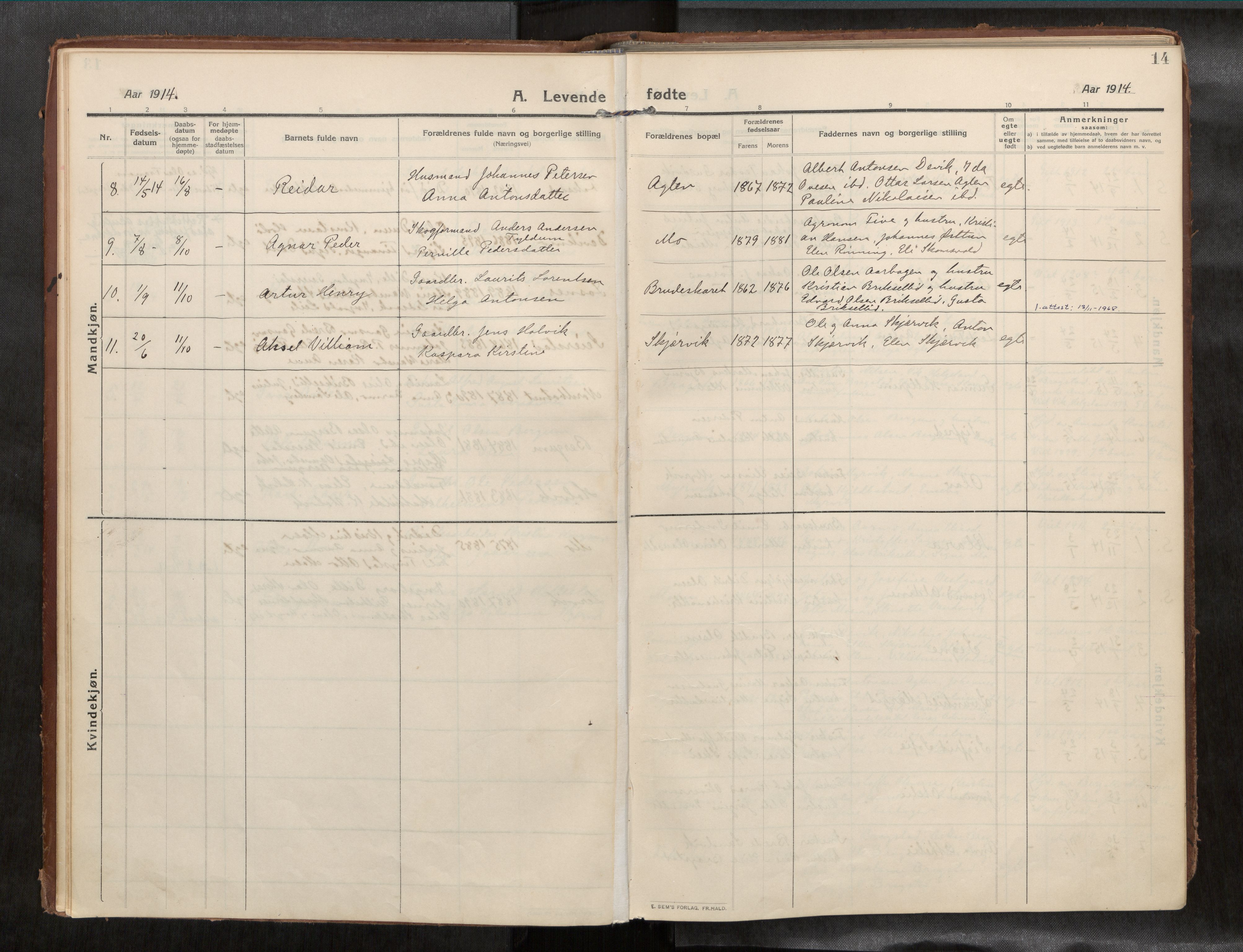 Ministerialprotokoller, klokkerbøker og fødselsregistre - Nord-Trøndelag, SAT/A-1458/773/L0624a: Ministerialbok nr. 773A16, 1910-1936, s. 14