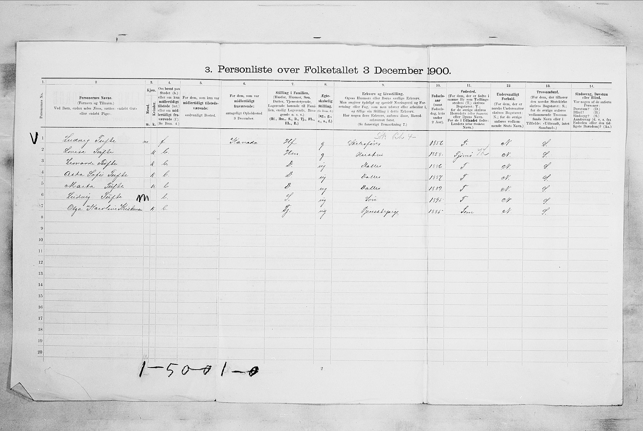 RA, Folketelling 1900 for 0705 Tønsberg kjøpstad, 1900, s. 3749