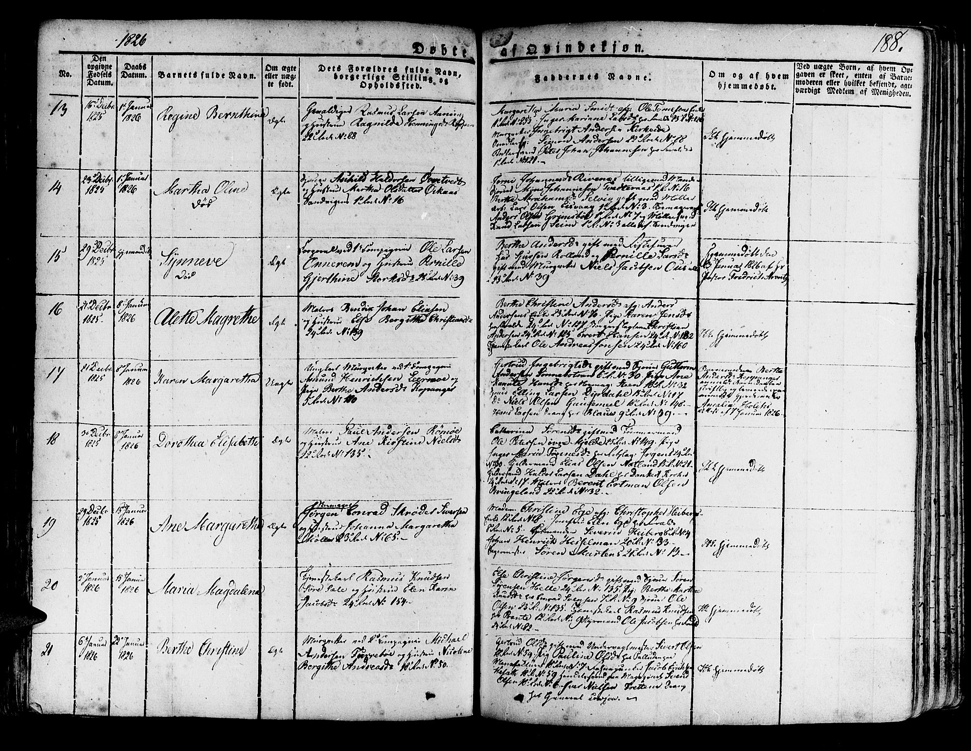 Korskirken sokneprestembete, AV/SAB-A-76101/H/Haa/L0014: Ministerialbok nr. A 14, 1823-1835, s. 188