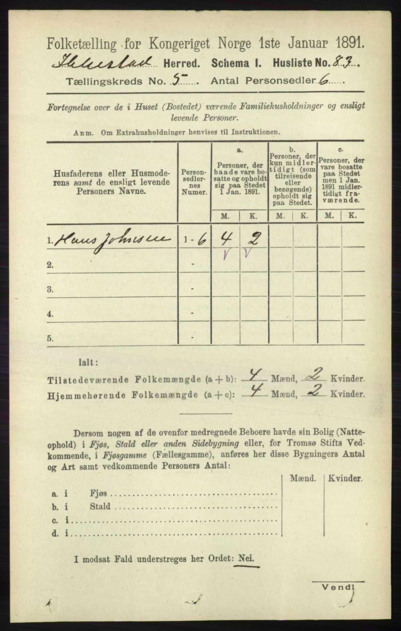 RA, Folketelling 1891 for 1917 Ibestad herred, 1891, s. 2927