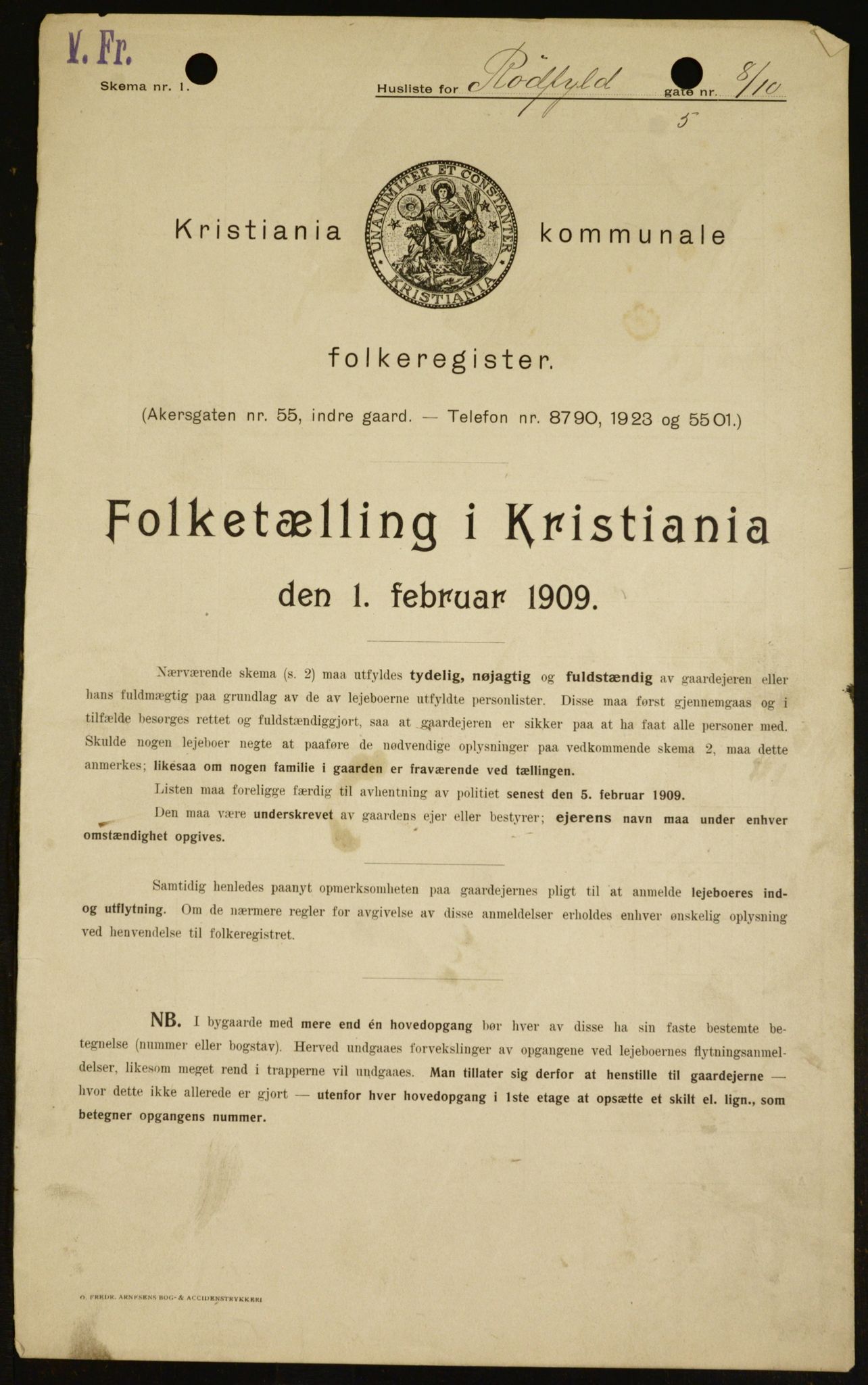 OBA, Kommunal folketelling 1.2.1909 for Kristiania kjøpstad, 1909, s. 77977