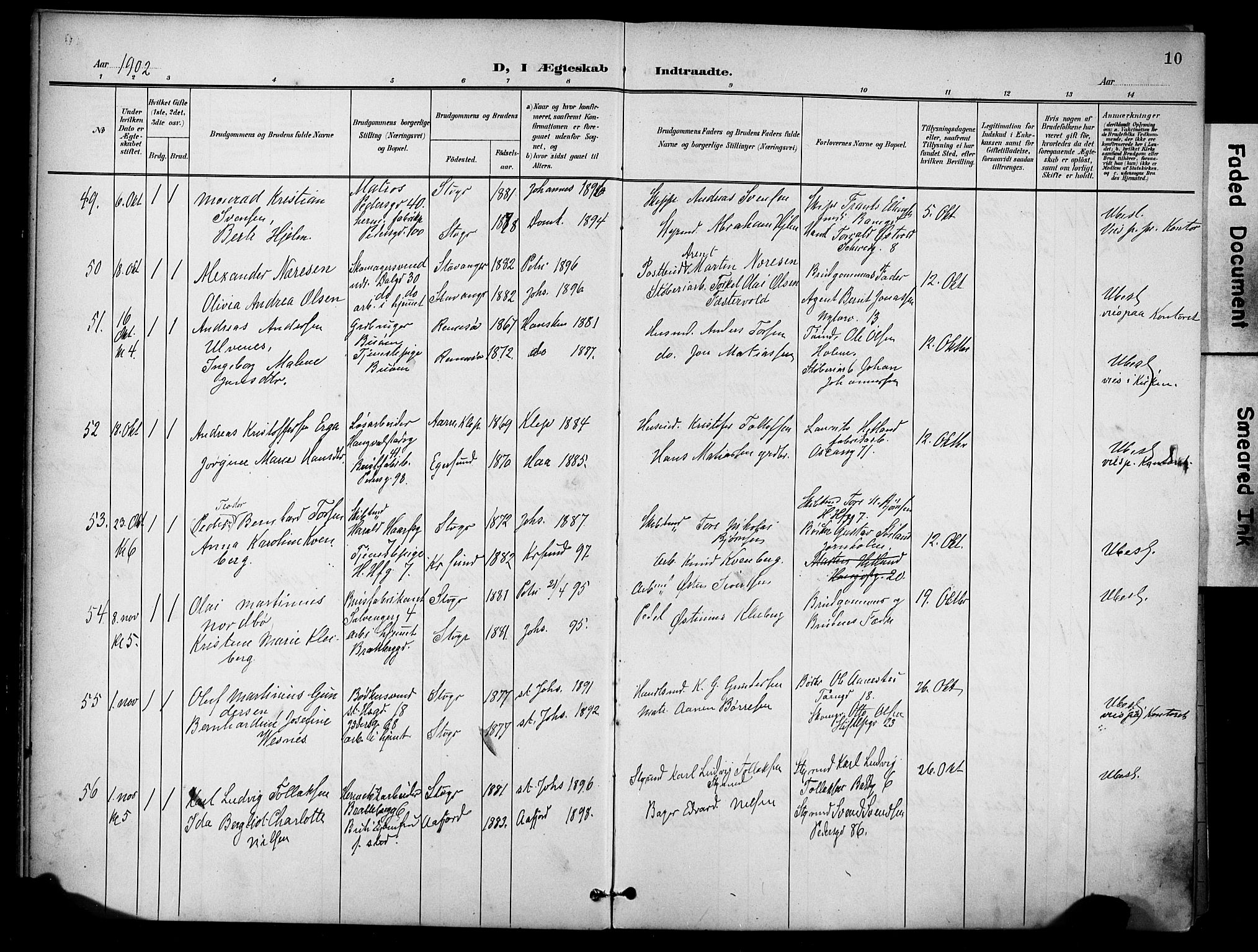 St. Johannes sokneprestkontor, AV/SAST-A-101814/001/30/30BB/L0005: Klokkerbok nr. B 5, 1901-1917, s. 10