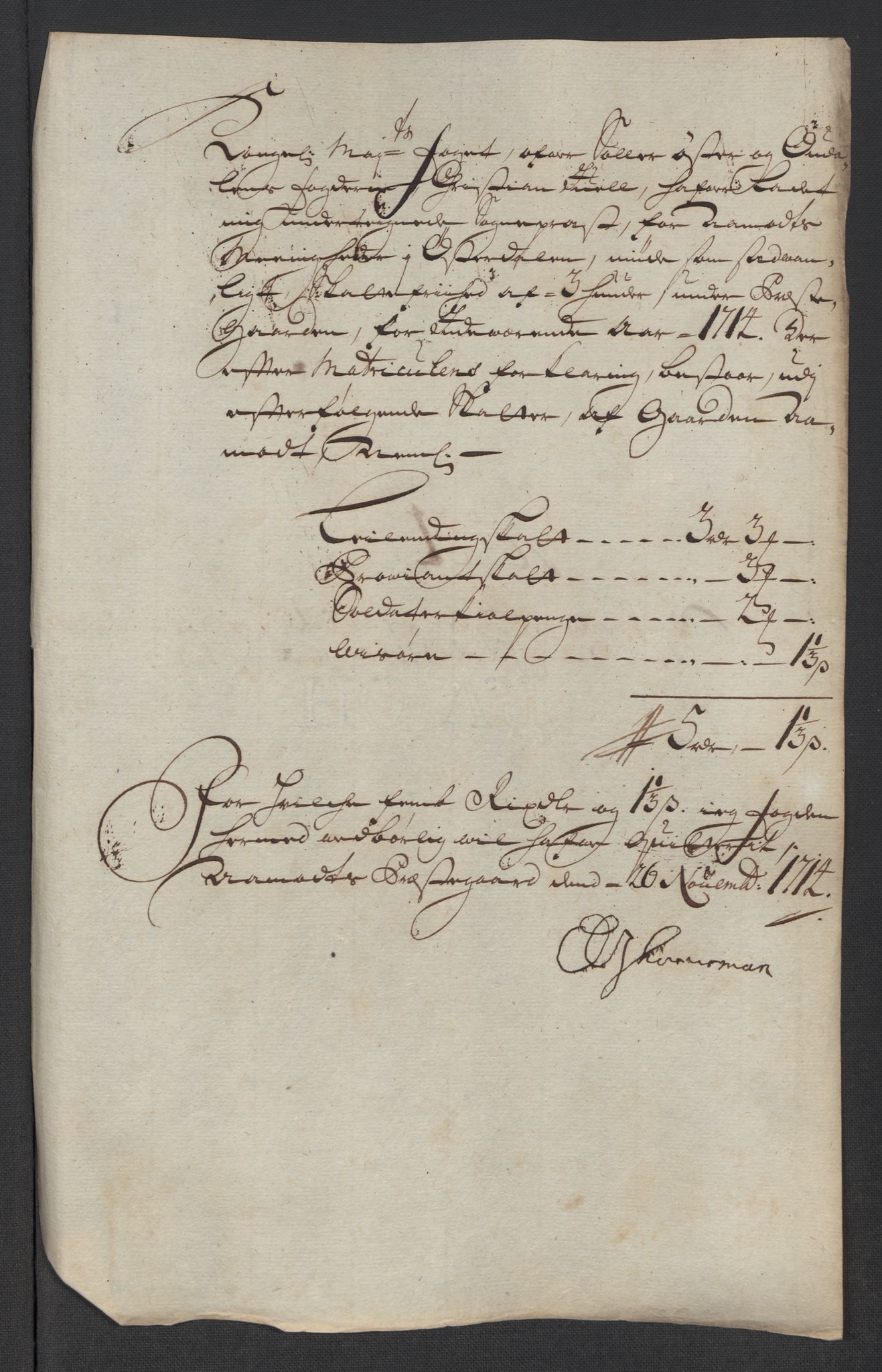 Rentekammeret inntil 1814, Reviderte regnskaper, Fogderegnskap, AV/RA-EA-4092/R13/L0852: Fogderegnskap Solør, Odal og Østerdal, 1714, s. 292