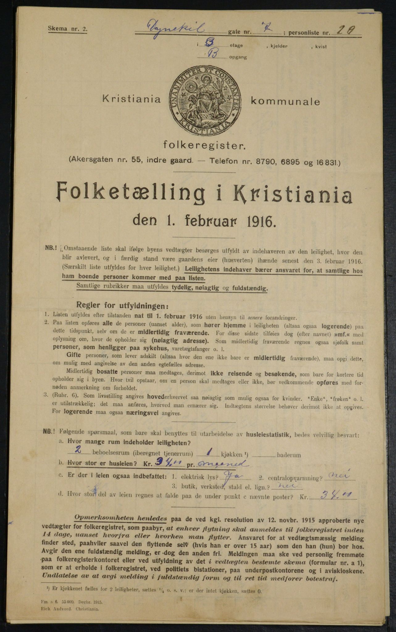 OBA, Kommunal folketelling 1.2.1916 for Kristiania, 1916, s. 17638