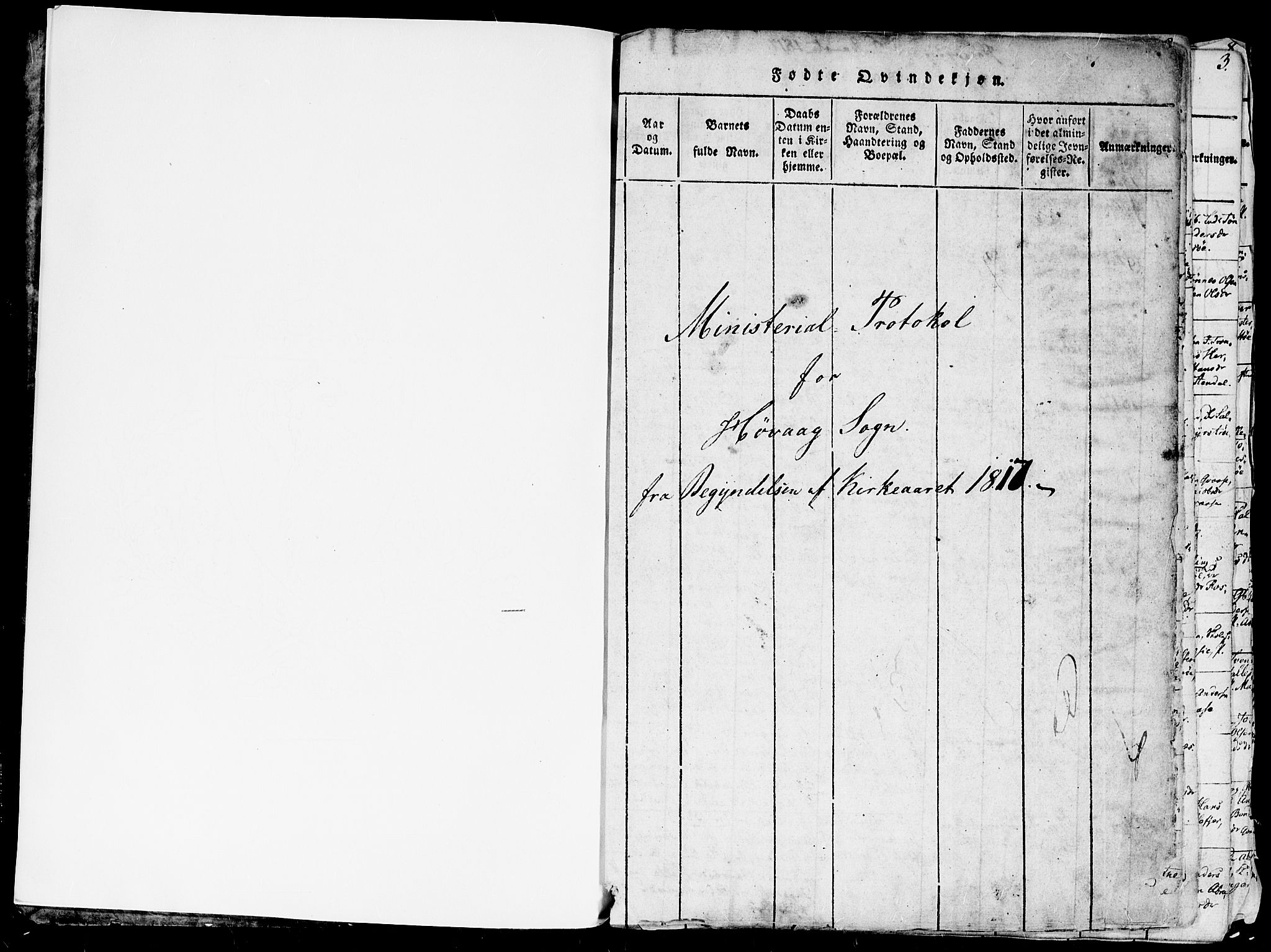 Høvåg sokneprestkontor, AV/SAK-1111-0025/F/Fa/L0001: Ministerialbok nr. A 1, 1816-1843