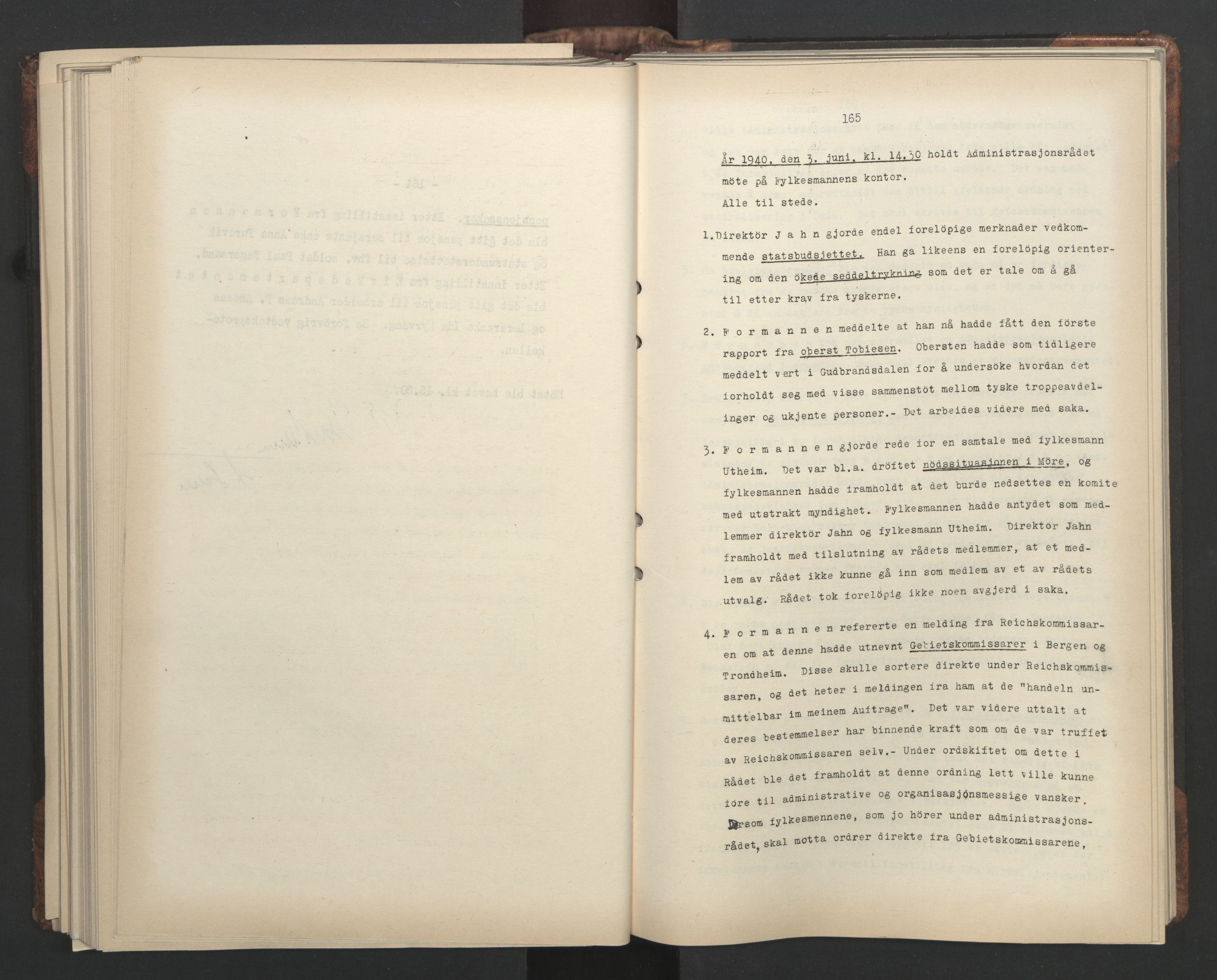 Administrasjonsrådet, RA/S-1004/A/L0001: Møteprotokoll med tillegg 15/4-25/9, 1940, s. 165